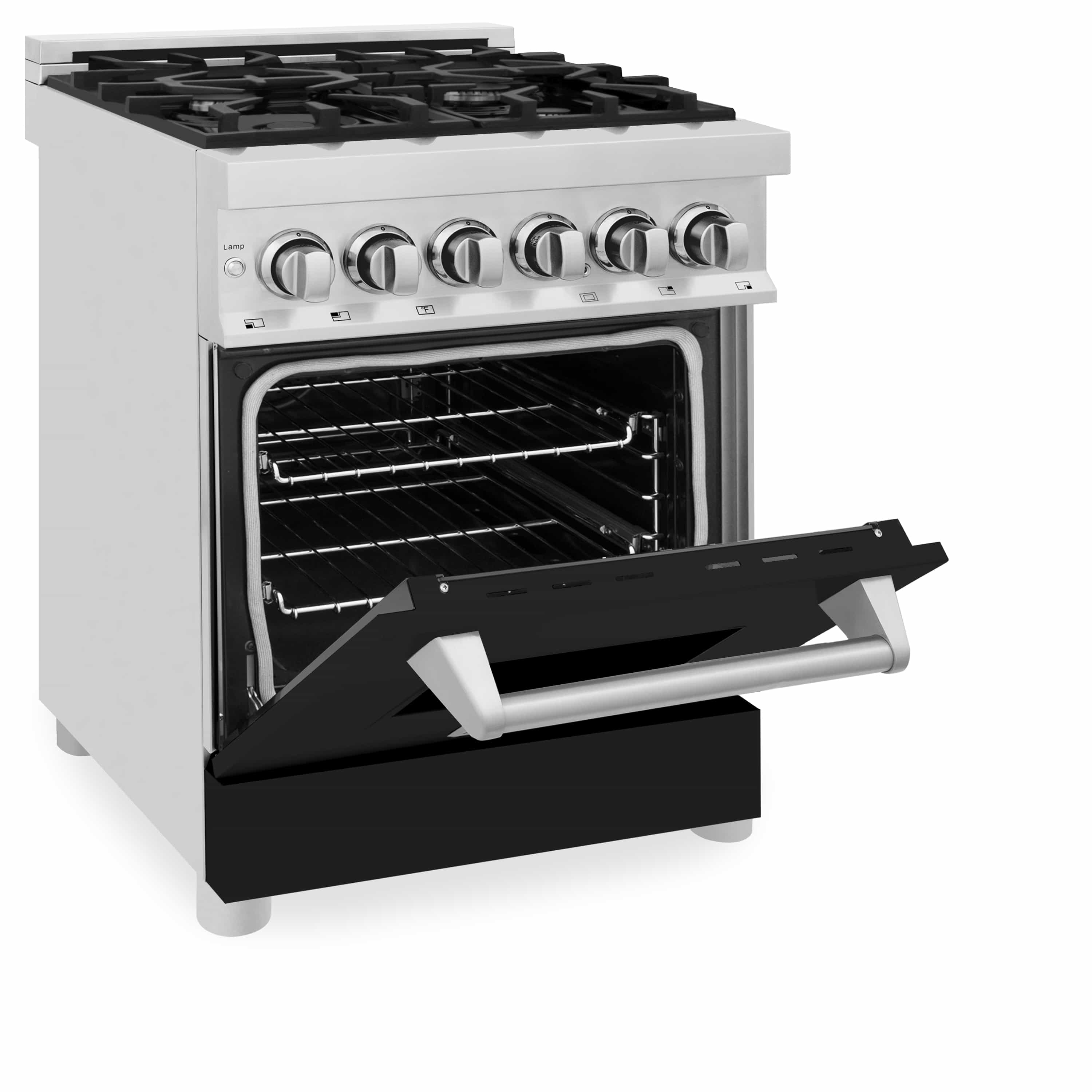ZLINE 24-inch Legacy Series Dual Fuel Range with Gas Stove and 2.8 Cu. Ft. Electric Oven in Stainless Steel and Black Matte Door (RA-BLM-24) - Image 6