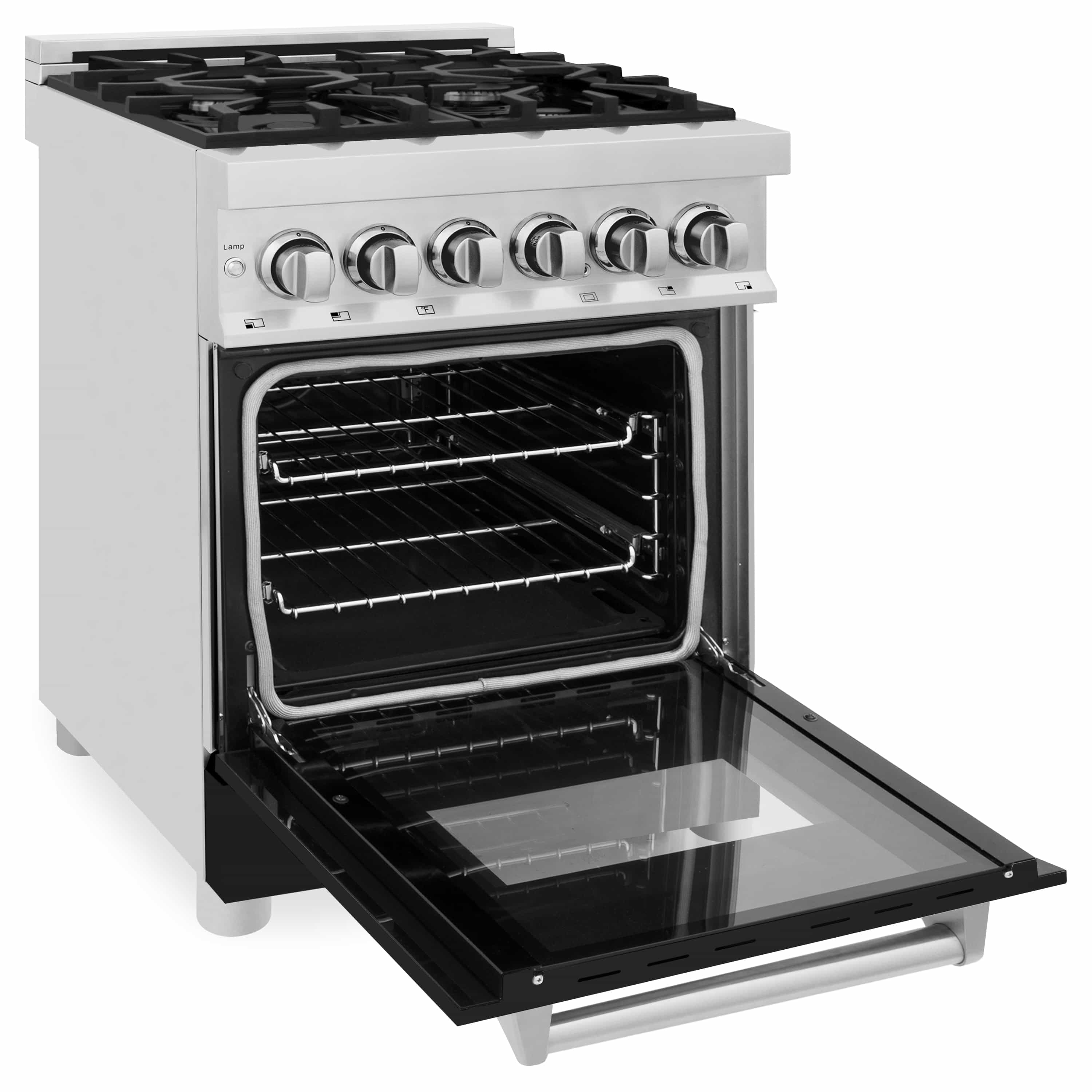 ZLINE 24-inch Legacy Series Dual Fuel Range with Gas Stove and 2.8 Cu. Ft. Electric Oven in Stainless Steel and Black Matte Door (RA-BLM-24) - Image 7