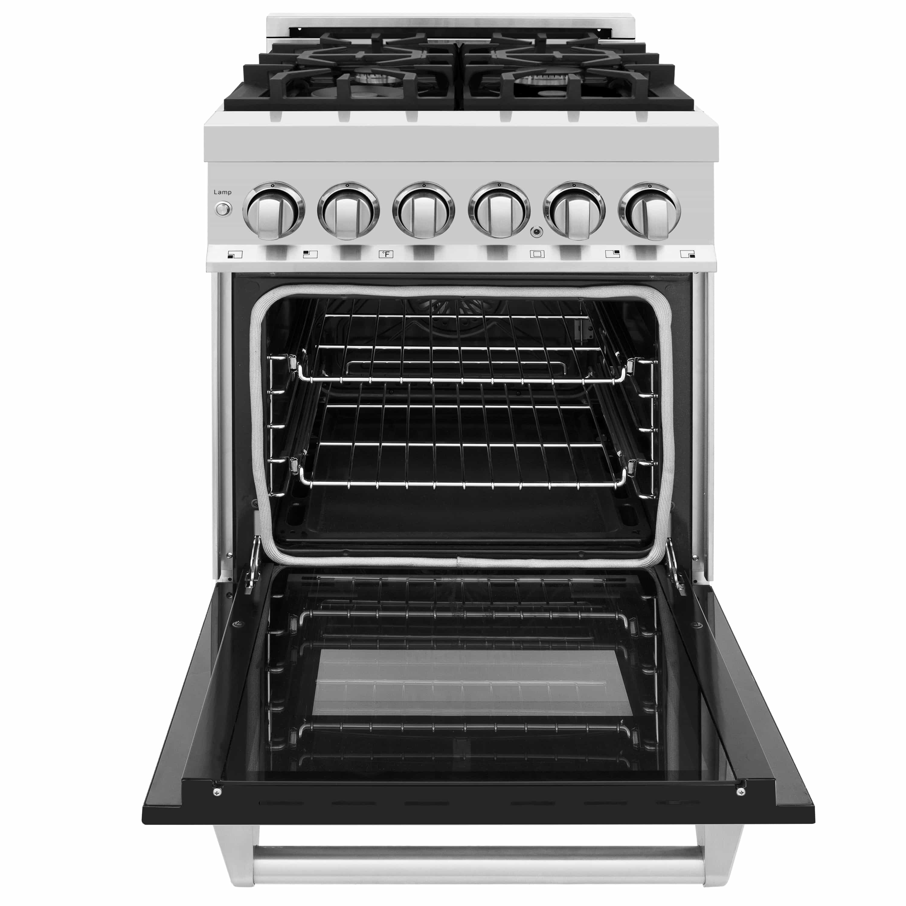 ZLINE 24-inch Legacy Series Dual Fuel Range with Gas Stove and 2.8 Cu. Ft. Electric Oven in Stainless Steel and Black Matte Door (RA-BLM-24) - Image 9
