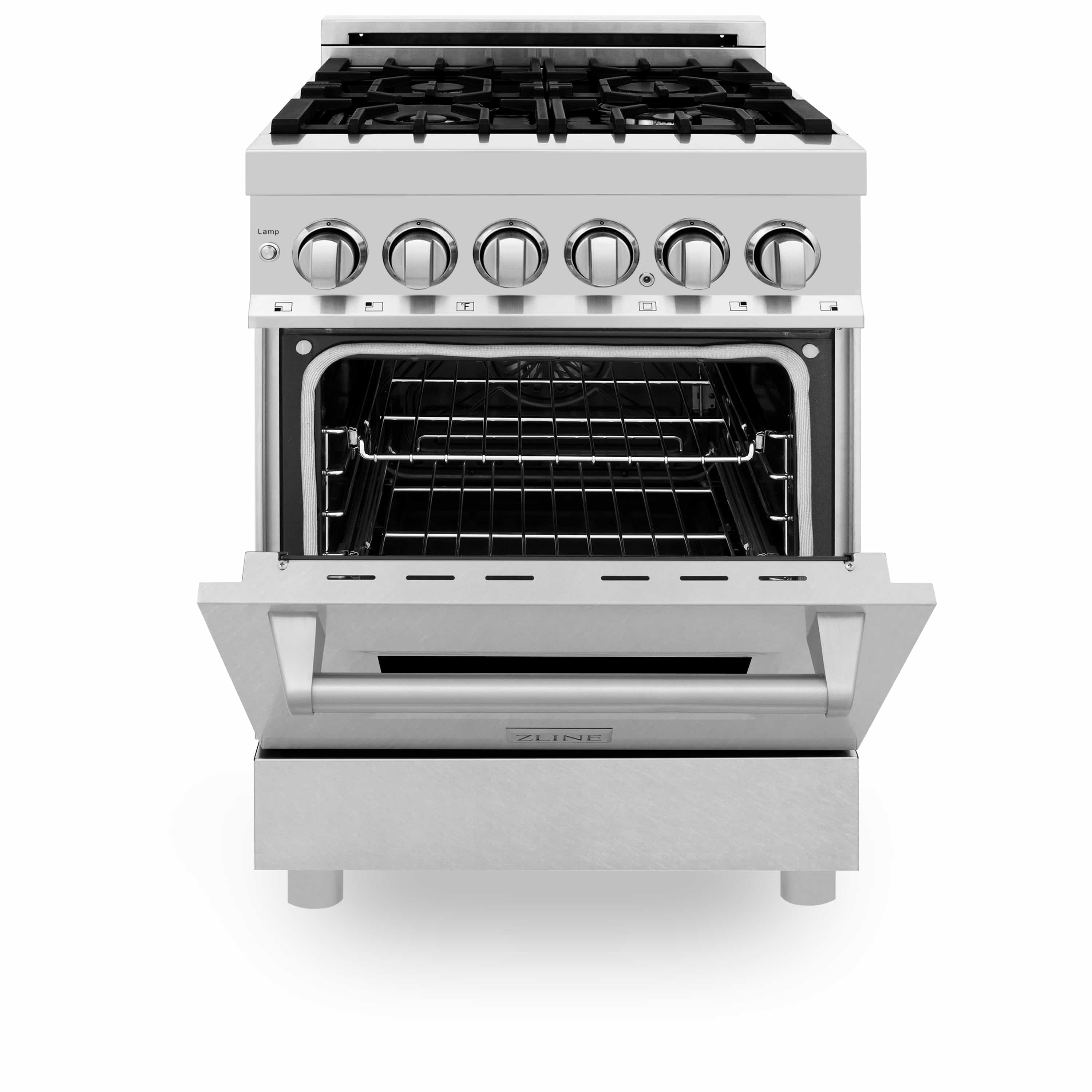ZLINE 24-inch Legacy Series Dual Fuel Range with Gas Stove and 2.8 Cu. Ft. Electric Oven in Stainless Steel and Fingerprint Resistant Satin Stainless Steel® Door (RA-SN-24) - Image 6