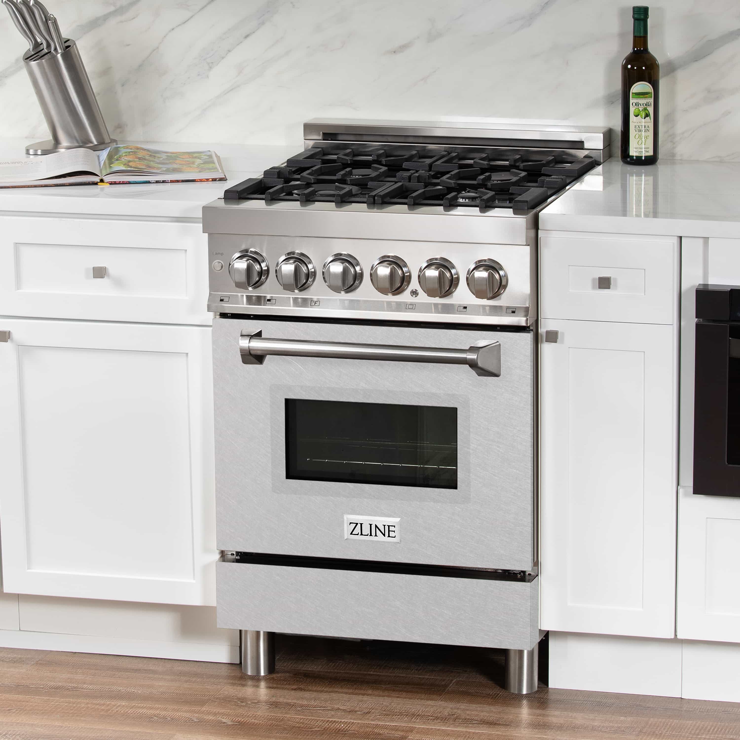 ZLINE 24-inch Legacy Series Dual Fuel Range with Gas Stove and 2.8 Cu. Ft. Electric Oven in Stainless Steel and Fingerprint Resistant Satin Stainless Steel® Door (RA-SN-24) - Image 8
