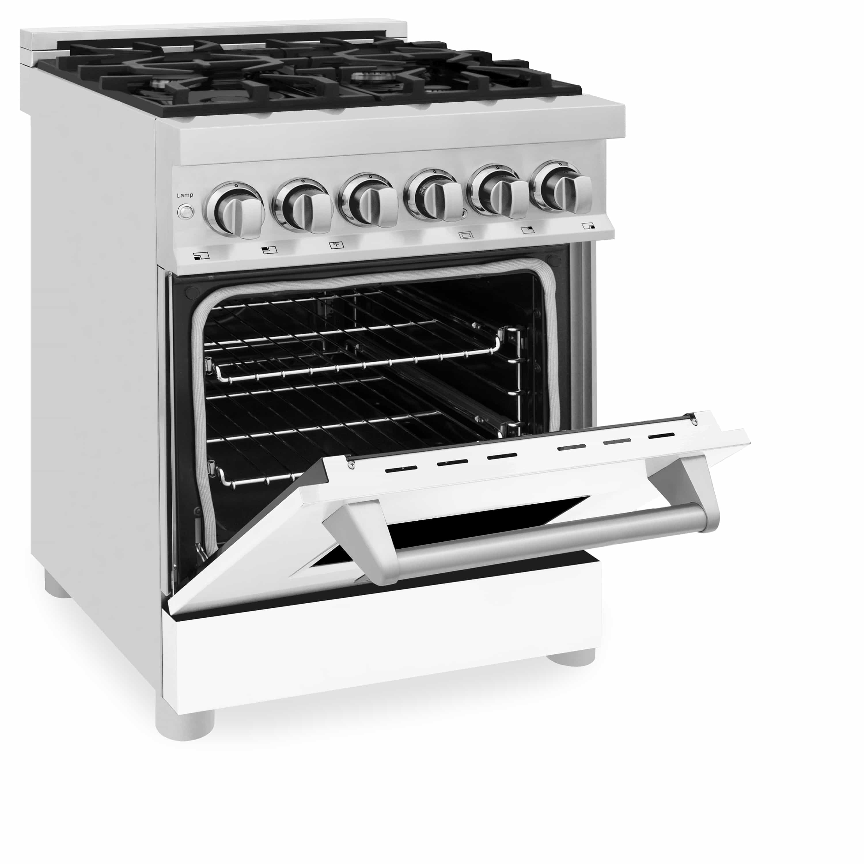 ZLINE 24-inch Legacy Series Dual Fuel Range with Gas Stove and 2.8 Cu. Ft. Electric Oven in Stainless Steel and White Matte Door (RA-WM-24) - Image 6