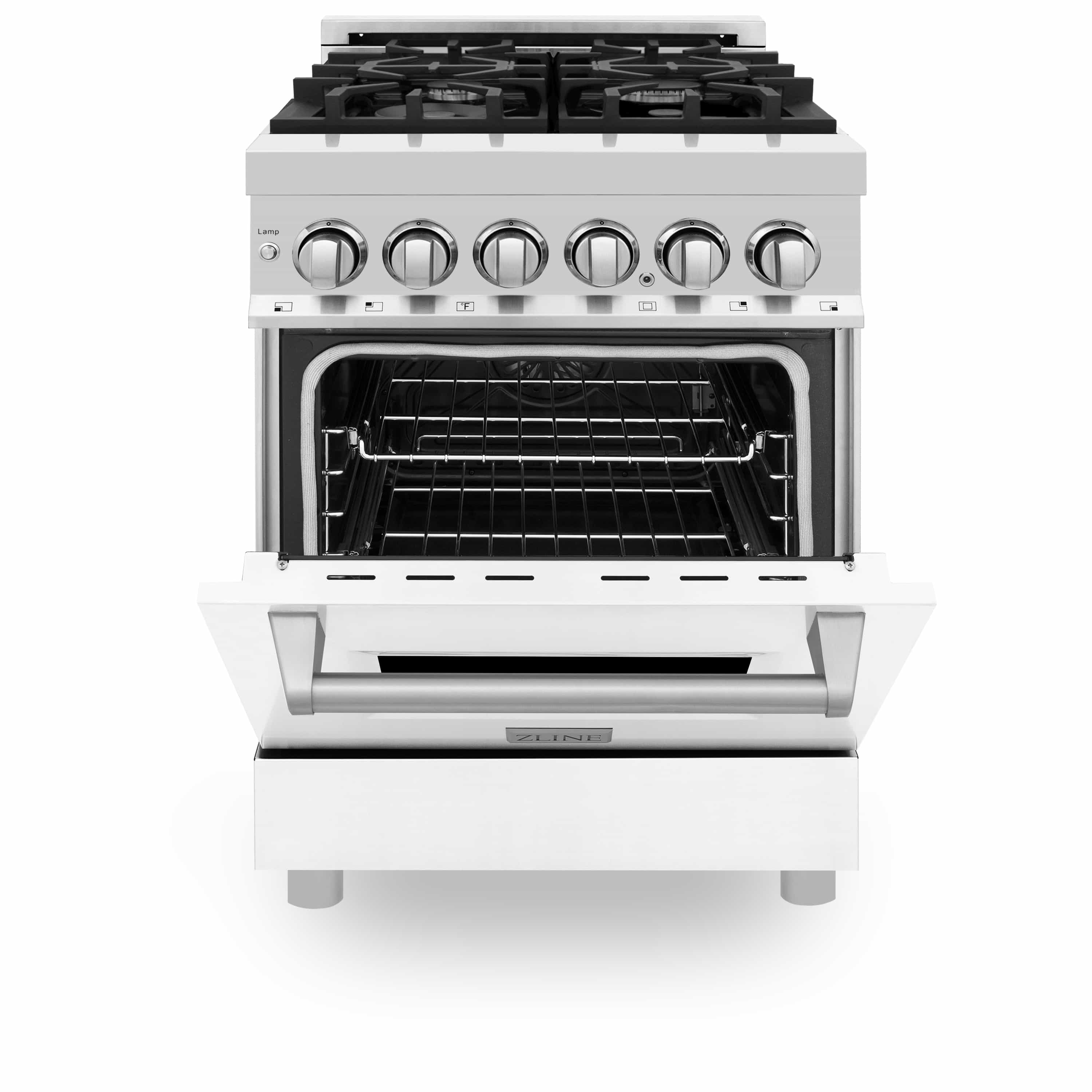 ZLINE 24-inch Legacy Series Dual Fuel Range with Gas Stove and 2.8 Cu. Ft. Electric Oven in Stainless Steel and White Matte Door (RA-WM-24) - Image 8