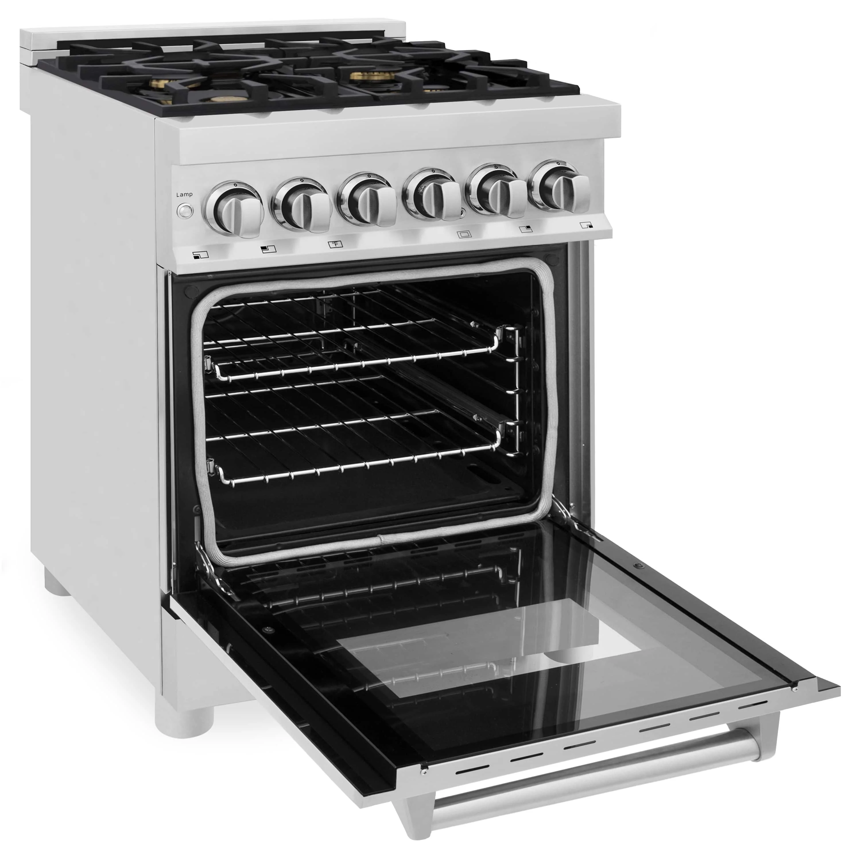 ZLINE 24-inch Legacy Series Dual Fuel Range with Gas Stove and 2.8 Cu. Ft. Electric Oven in Stainless Steel with Brass Burners (RA-BR-24) - Image 12