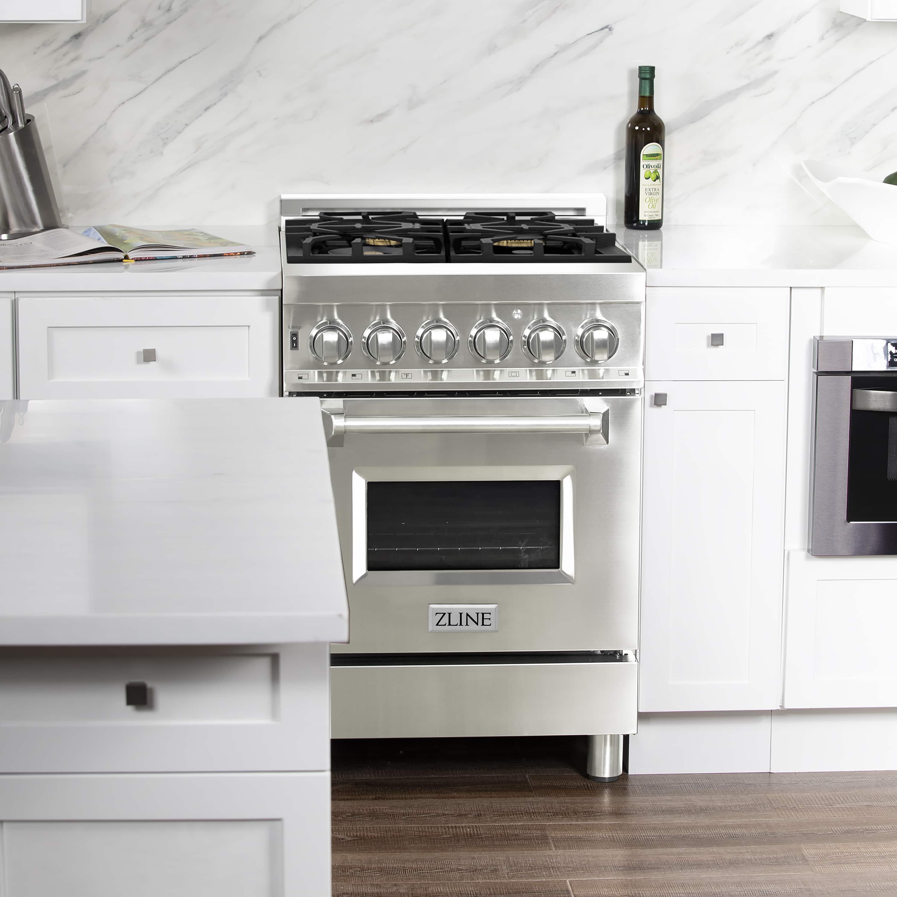 ZLINE 24-inch Legacy Series Dual Fuel Range with Gas Stove and 2.8 Cu. Ft. Electric Oven in Stainless Steel with Brass Burners (RA-BR-24) - Image 5