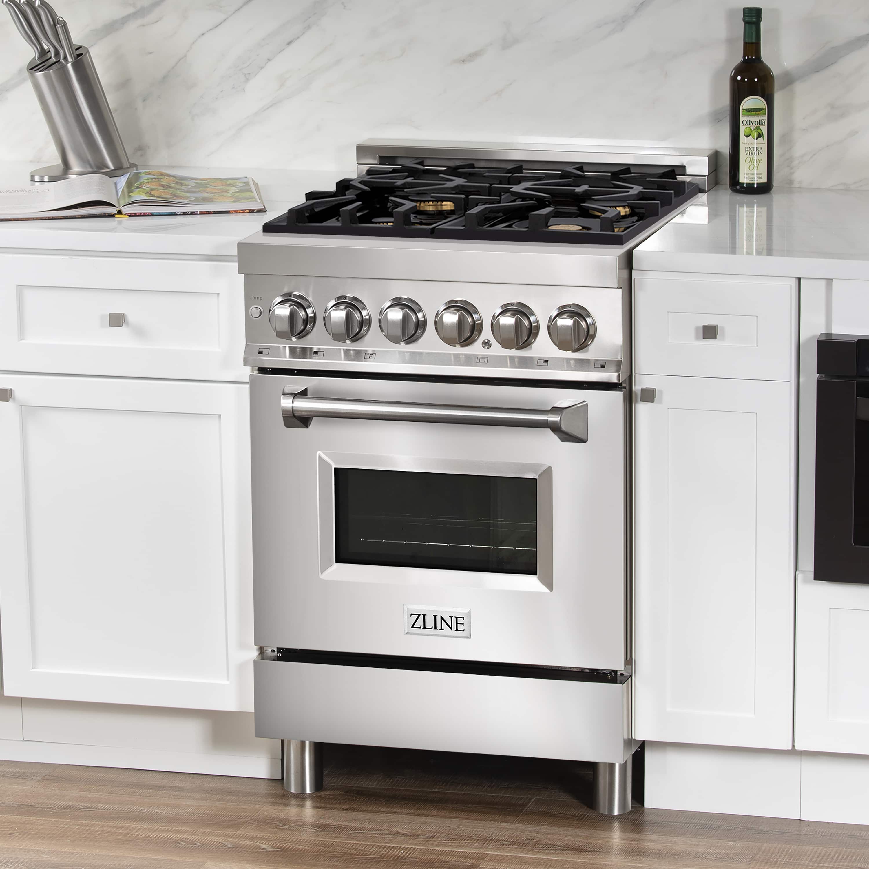 ZLINE 24-inch Legacy Series Dual Fuel Range with Gas Stove and 2.8 Cu. Ft. Electric Oven in Stainless Steel with Brass Burners (RA-BR-24) - Image 7
