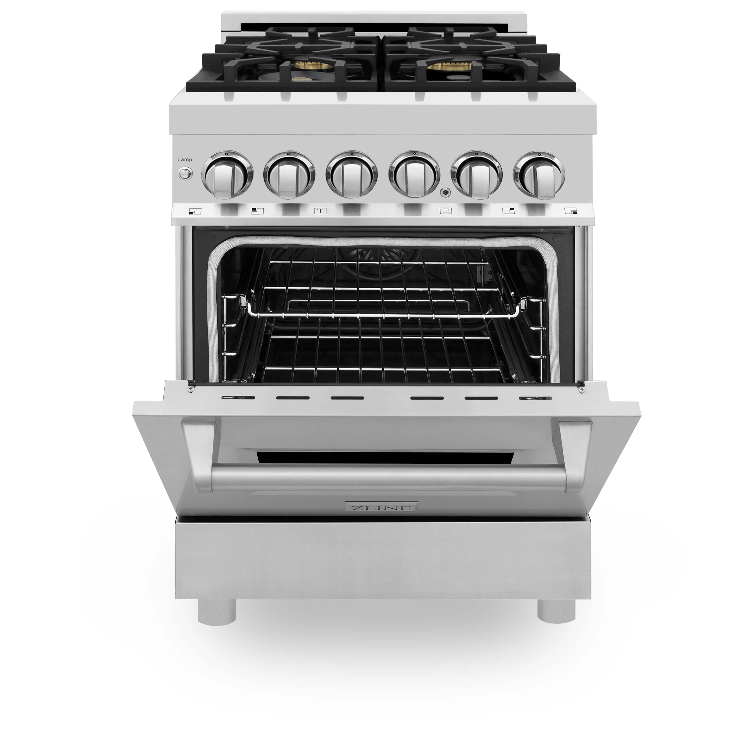 ZLINE 24-inch Legacy Series Dual Fuel Range with Gas Stove and 2.8 Cu. Ft. Electric Oven in Stainless Steel with Brass Burners (RA-BR-24) - Image 8