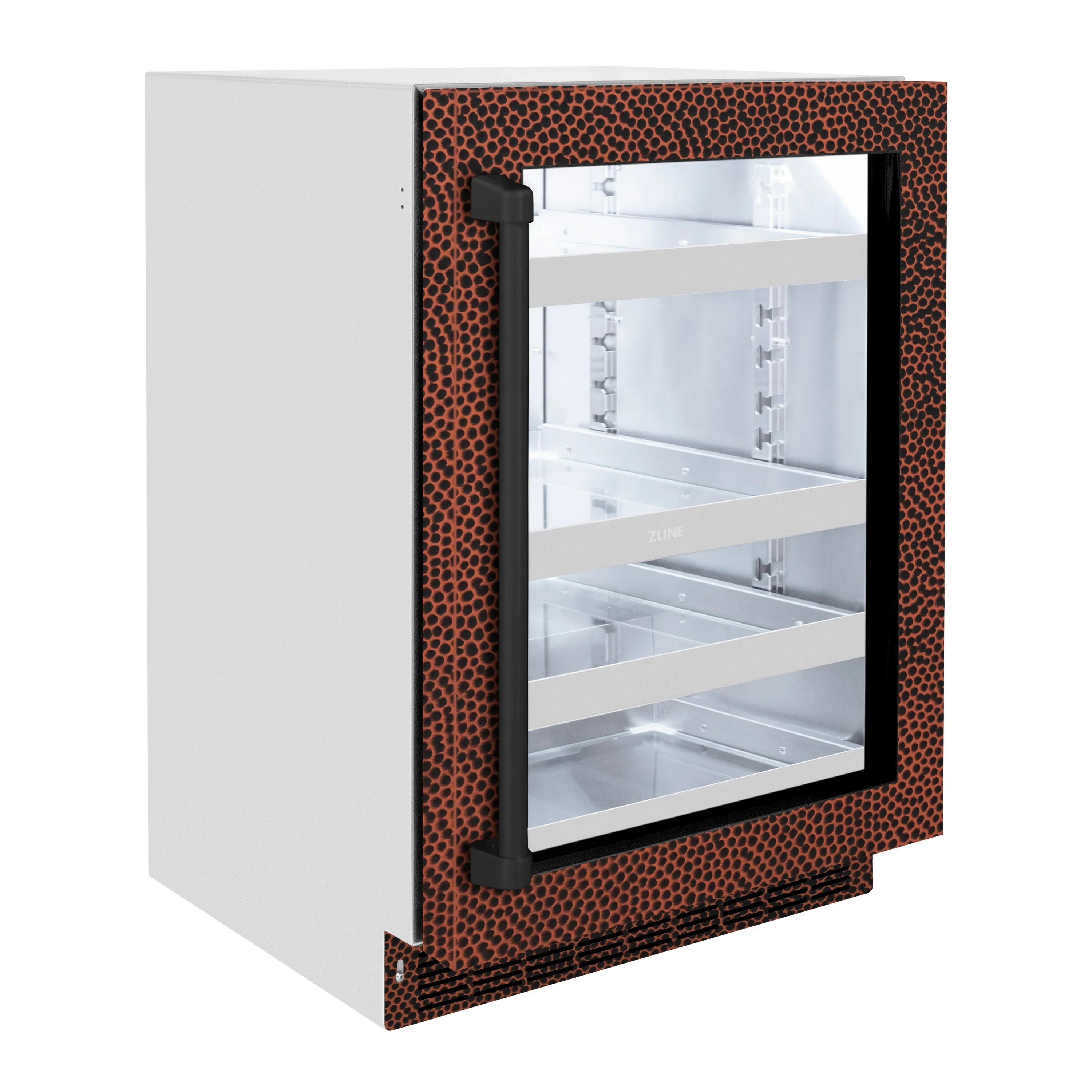 ZLINE 24-Inch Touchstone 151 Can Beverage Fridge With Hand Hammered Copper Glass Door (RBSO-HH-24) - Image 2