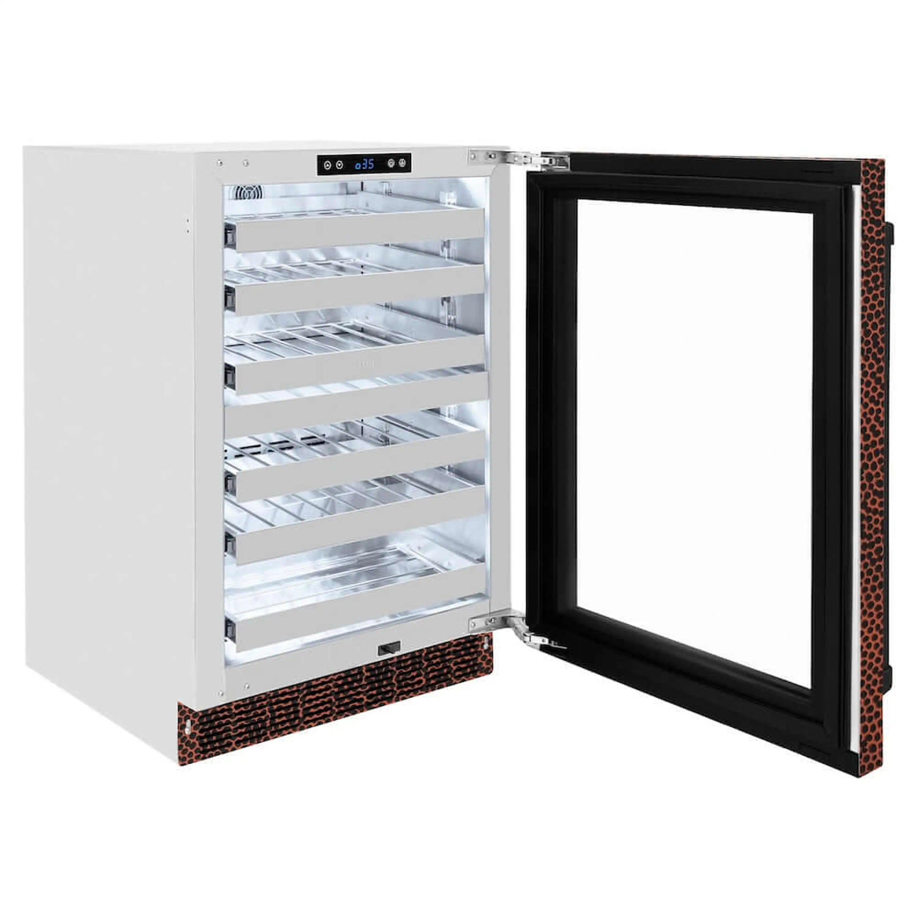 ZLINE 24-Inch Touchstone Dual Zone 44 Bottle Wine Cooler with Hand Hammered Copper Glass Door (RWDO-HH-24) - Image 4