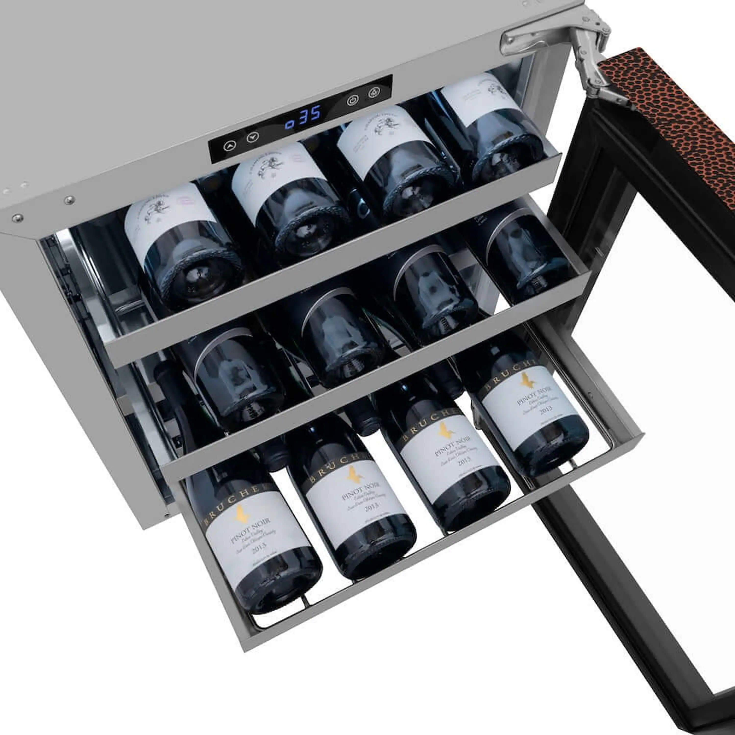ZLINE 24-Inch Touchstone Dual Zone 44 Bottle Wine Cooler with Hand Hammered Copper Glass Door (RWDO-HH-24) - Image 7