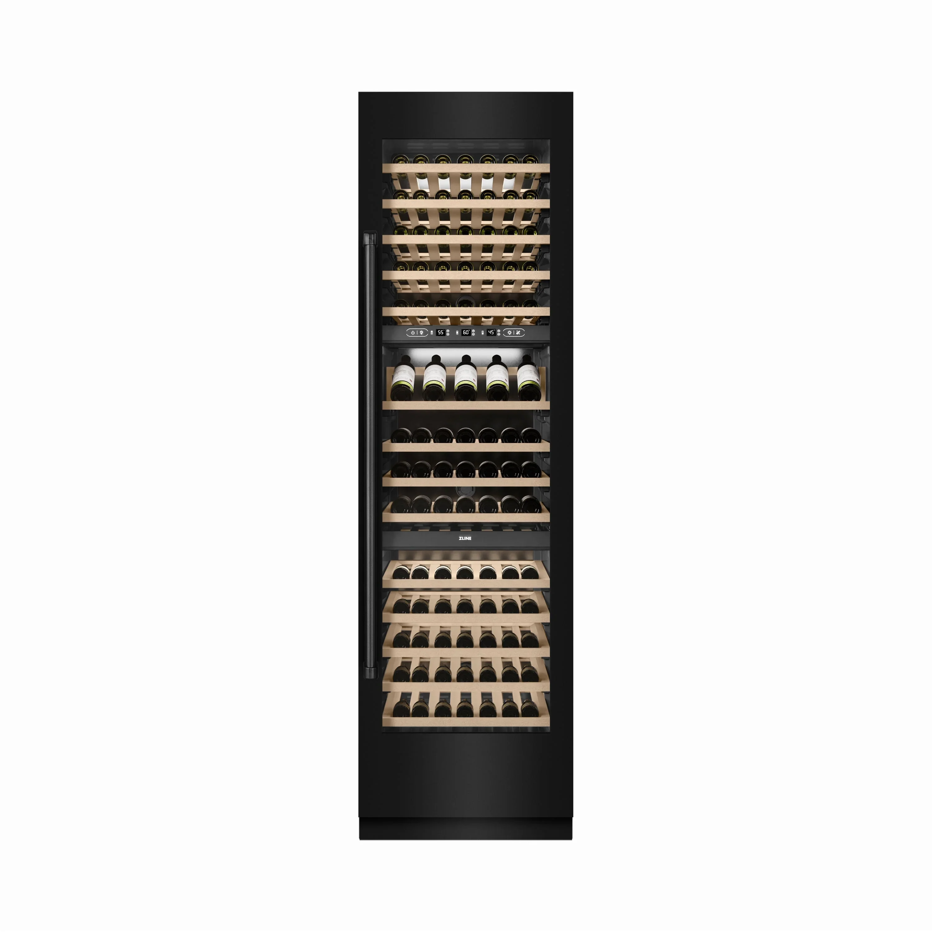 ZLINE 24-Inch 12.4 Cu. Ft. Triple Zone 100 Bottle Column Wine Cooler in Black Stainless Steel (RCWV-BS-24) - Image 4