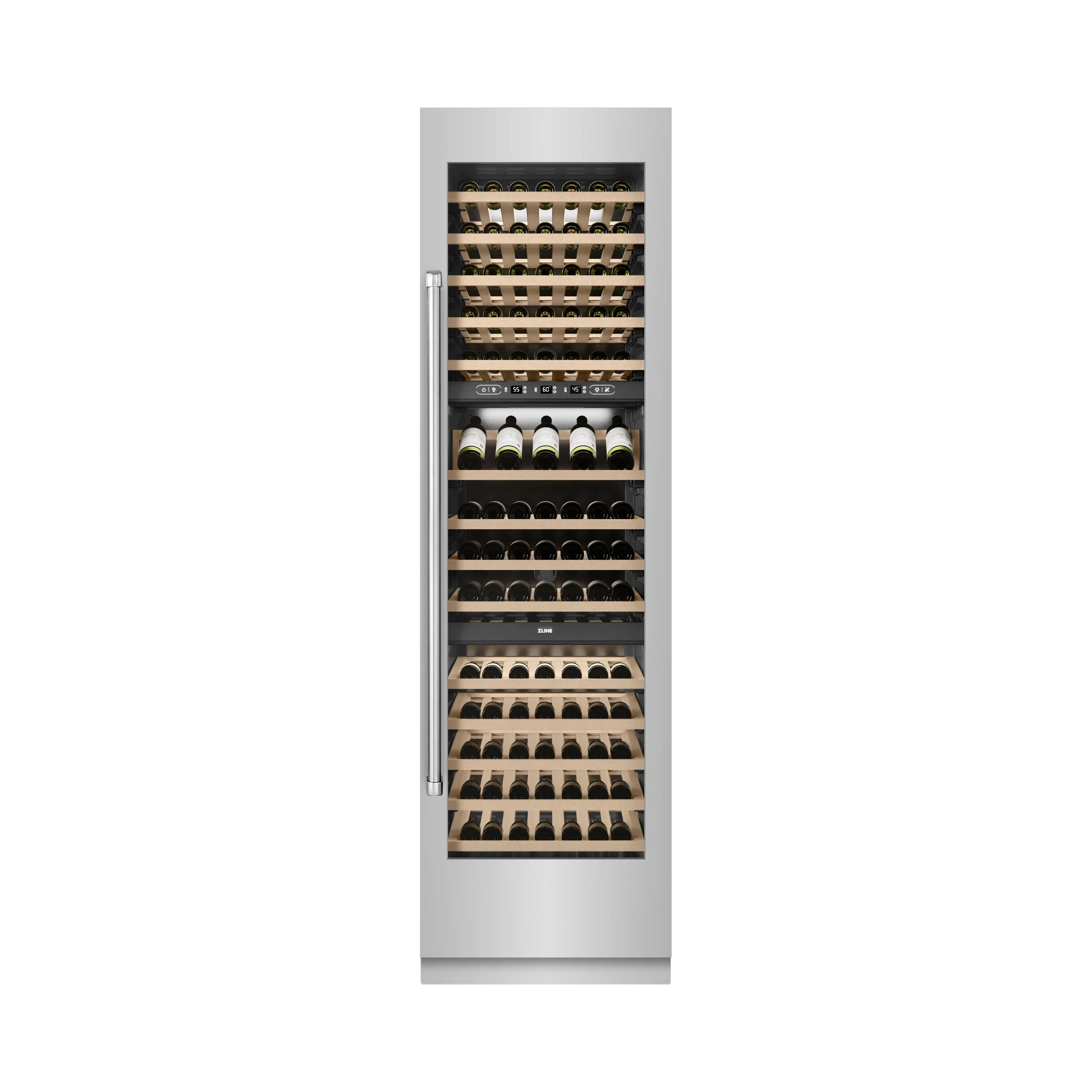 ZLINE 24-Inch 12.4 Cu. Ft. Triple Zone 100 Bottle Column Wine Cooler in Stainless Steel (RCWV-304-24) - Image 4