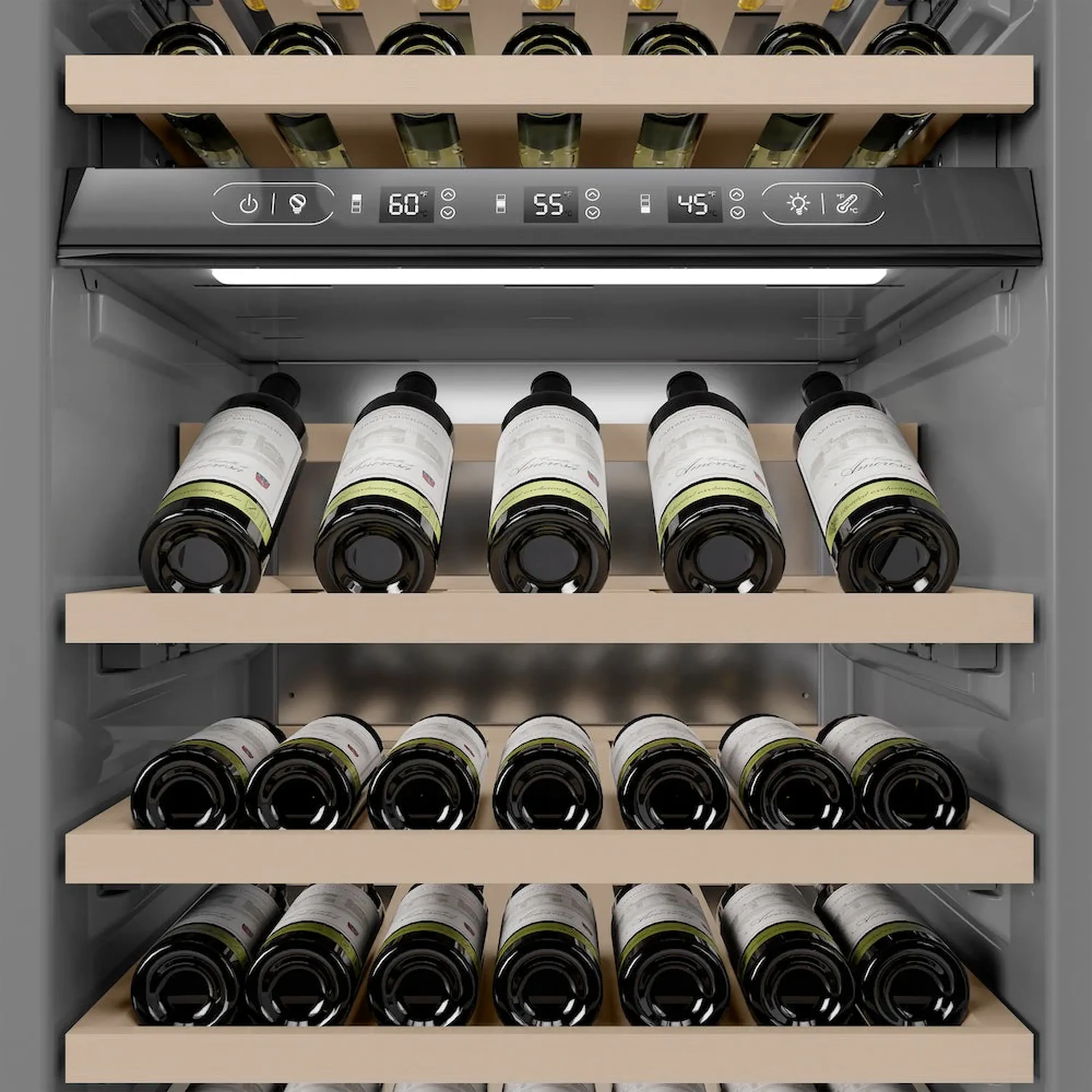 ZLINE 24-Inch 12.4 Cu. Ft. Triple Zone 100 Bottle Column Wine Cooler in White Matte (RCWV-WM-24) - Image 5