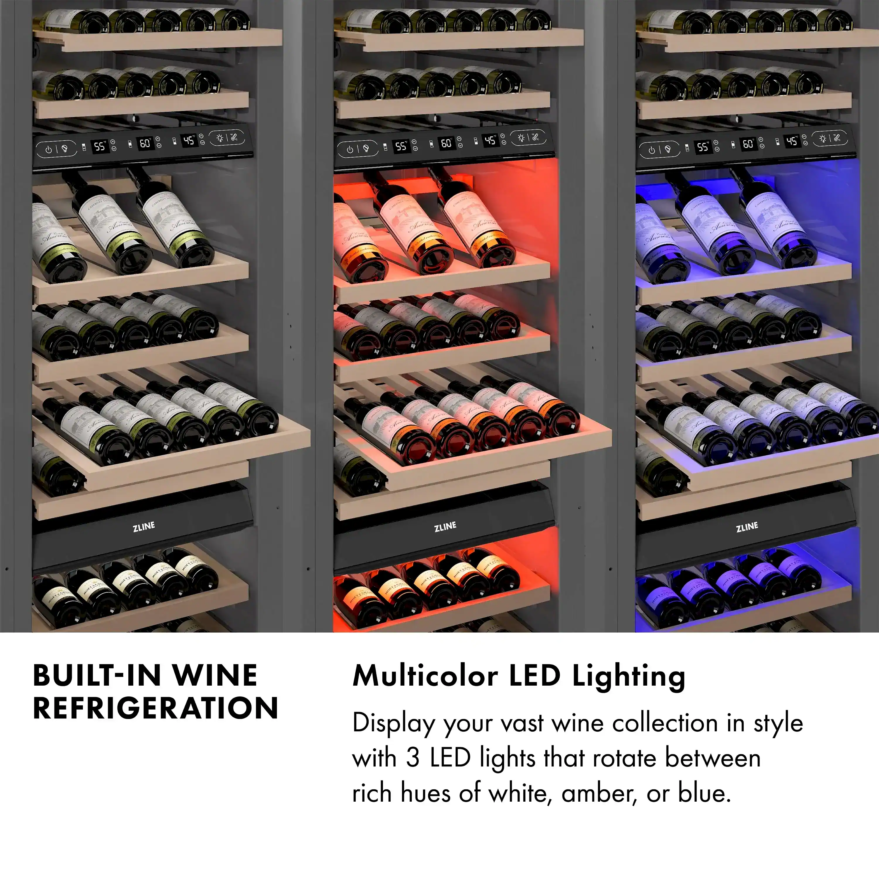 ZLINE 24-Inch 12.4 Cu. Ft. Triple Zone 100 Bottle Panel Ready Column Wine Cooler (RBCWV-24) - Image 9