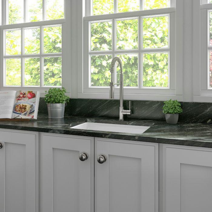 ZLINE 24-Inch Rome Dual Mount Single Bowl Fireclay Kitchen Sink with Bottom Grid in White Gloss (FRC5123-WH-24) - Image 7