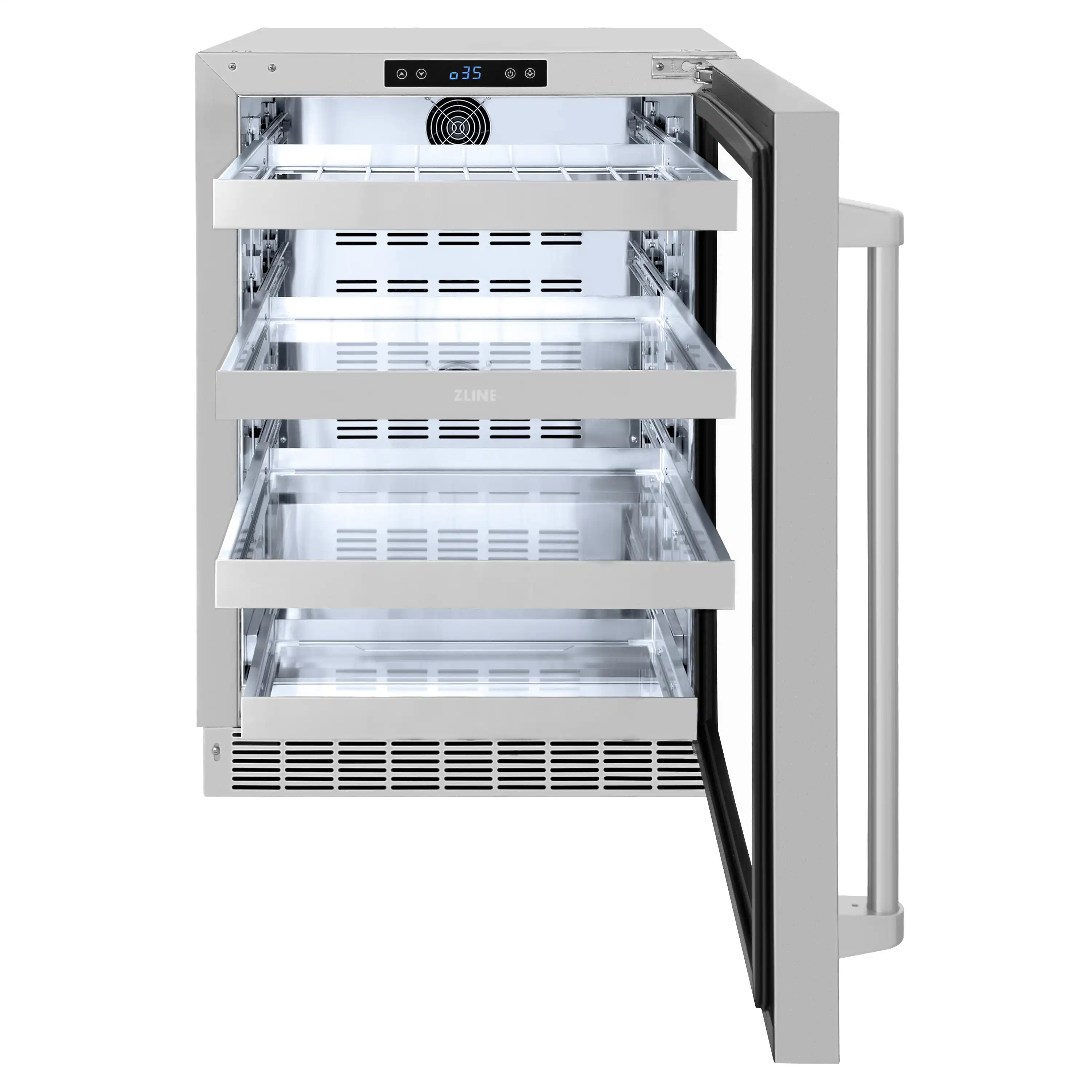 ZLINE 24-Inch Touchstone 151 Can Indoor/Outdoor Beverage Fridge With Stainless Steel Glass Door (RBSO-GS-24) - Image 4