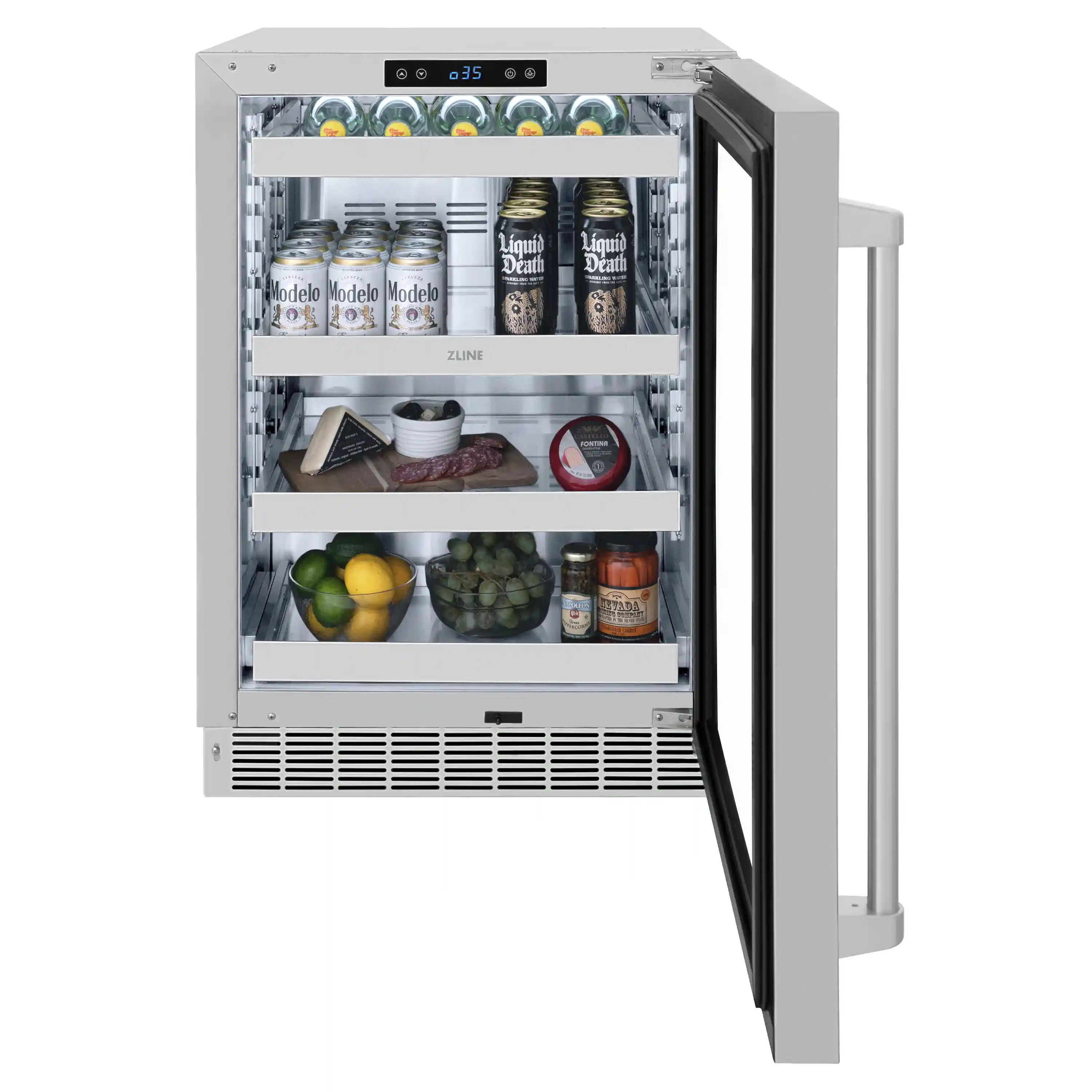 ZLINE 24-Inch Touchstone 151 Can Indoor/Outdoor Beverage Fridge With Stainless Steel Glass Door (RBSO-GS-24) - Image 5
