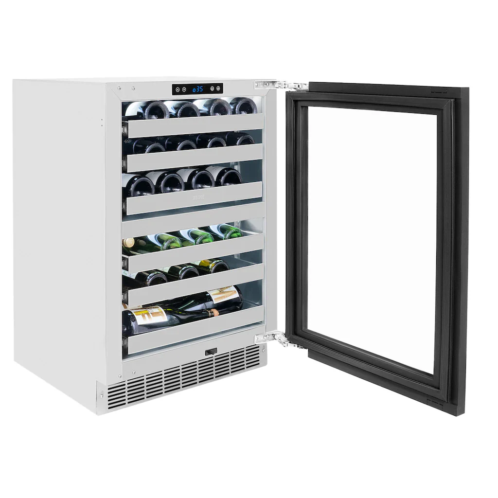 ZLINE 24-Inch Touchstone Dual Zone 44 Bottle Indoor/Outdoor Wine Cooler with Panel Ready Glass Door (RWDPO-24) - Image 6