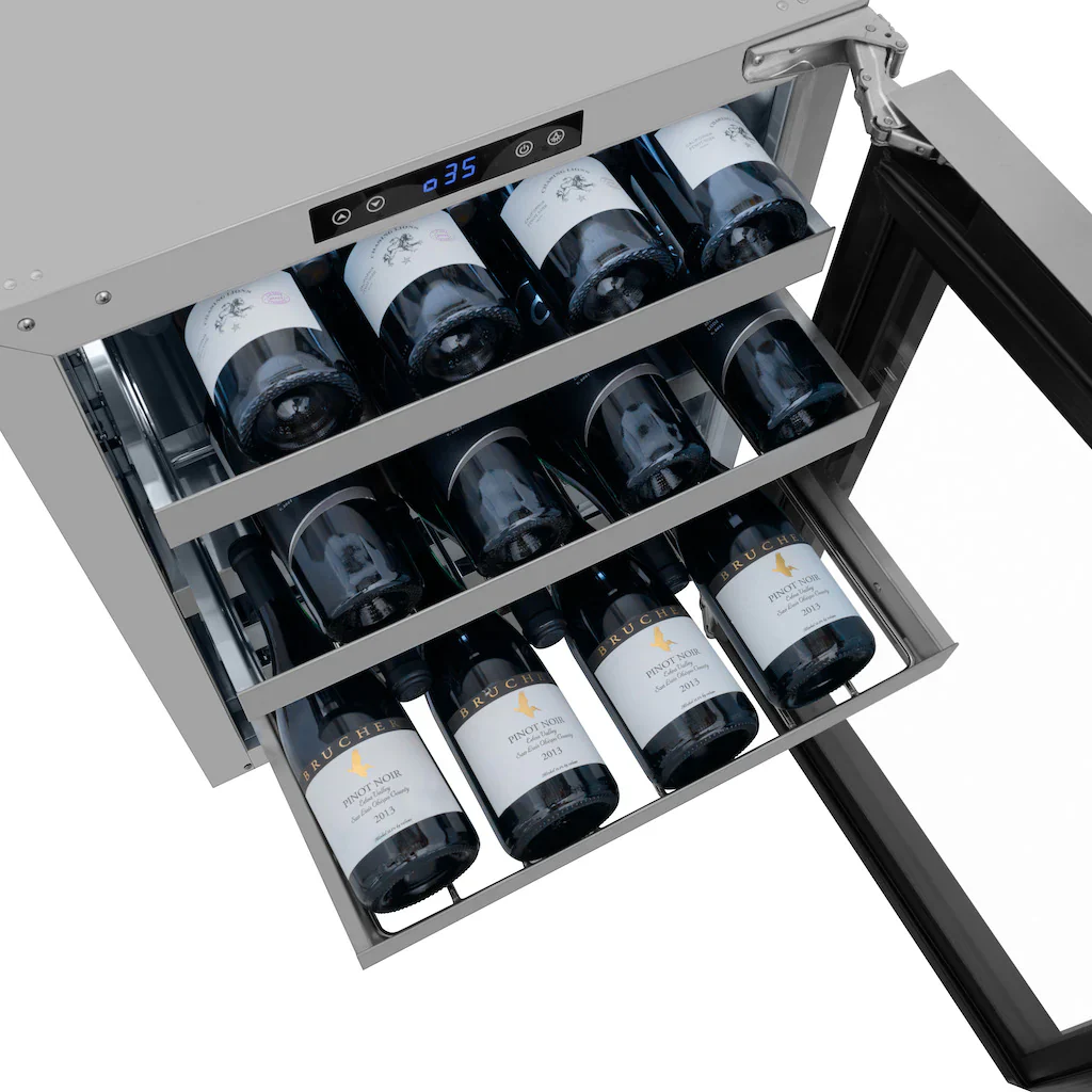 ZLINE 24-Inch Touchstone Dual Zone 44 Bottle Indoor/Outdoor Wine Cooler with Panel Ready Glass Door (RWDPO-24) - Image 9