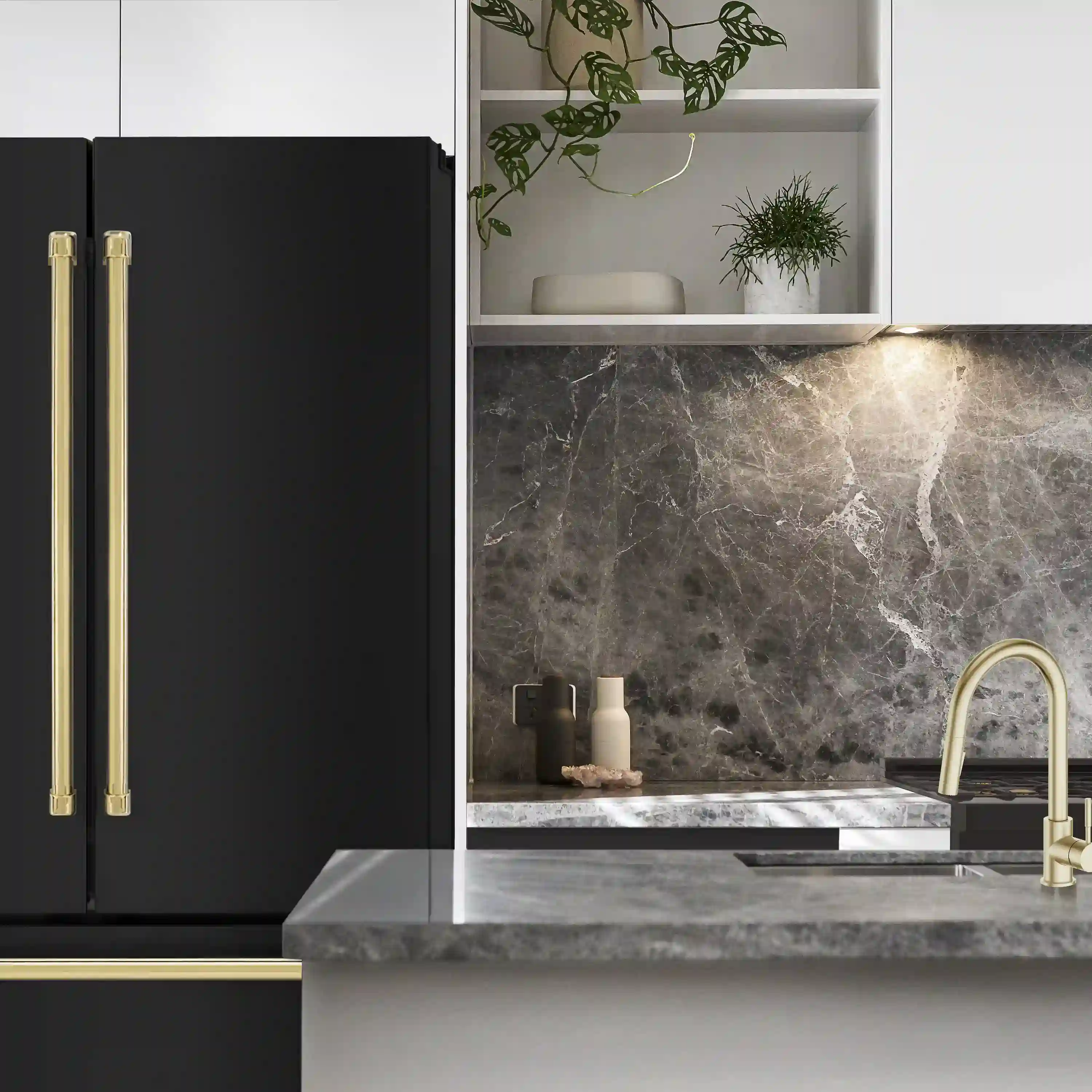 ZLINE 3-Piece Appliance Package - 30-Inch Legacy Dual Fuel Range, 36-Inch French Door Refrigerator, Dishwasher, in Black Stainless Steel with Gold Accents - Image 19