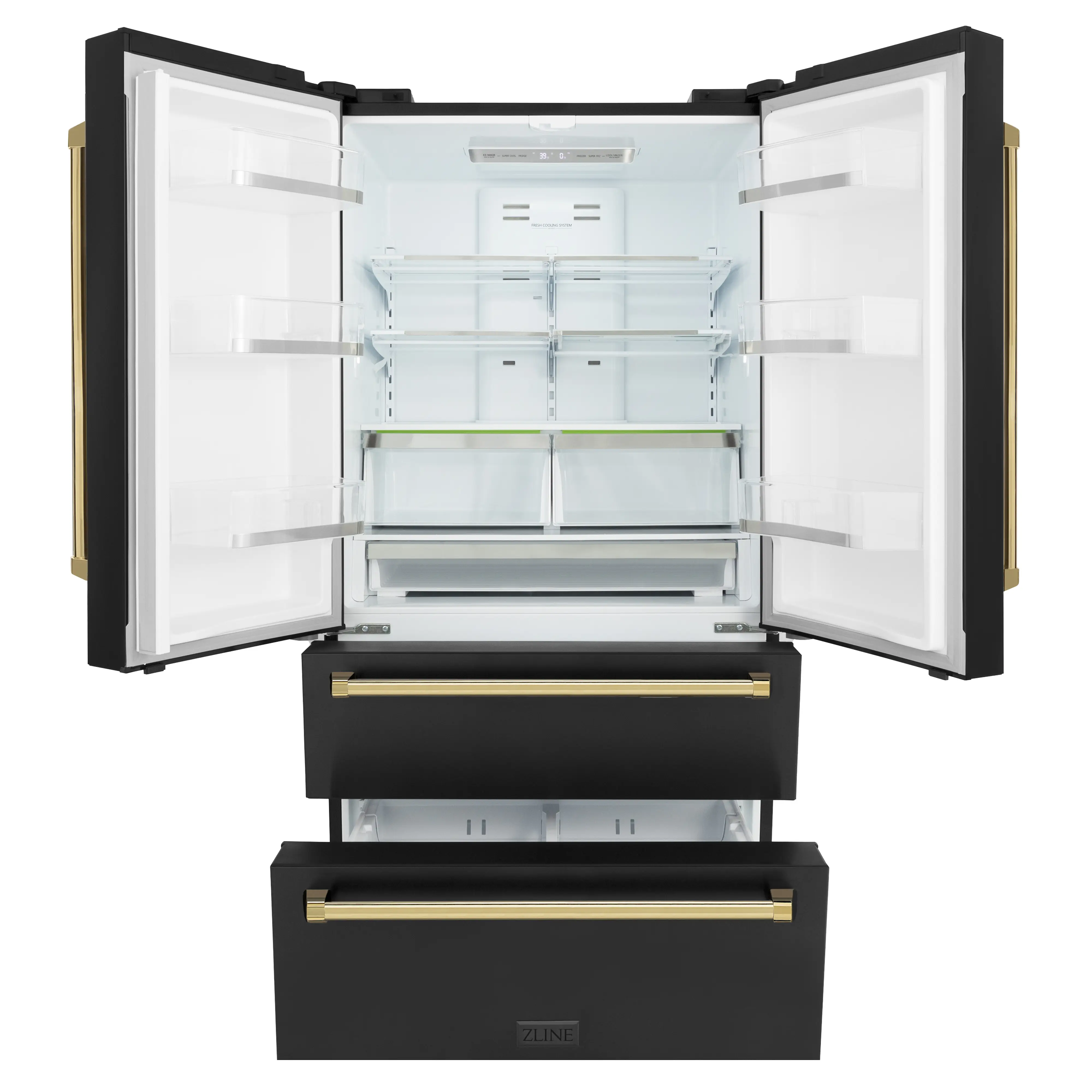 ZLINE 3-Piece Appliance Package - 30-Inch Legacy Dual Fuel Range, 36-Inch French Door Refrigerator, Dishwasher, in Black Stainless Steel with Gold Accents - Image 22
