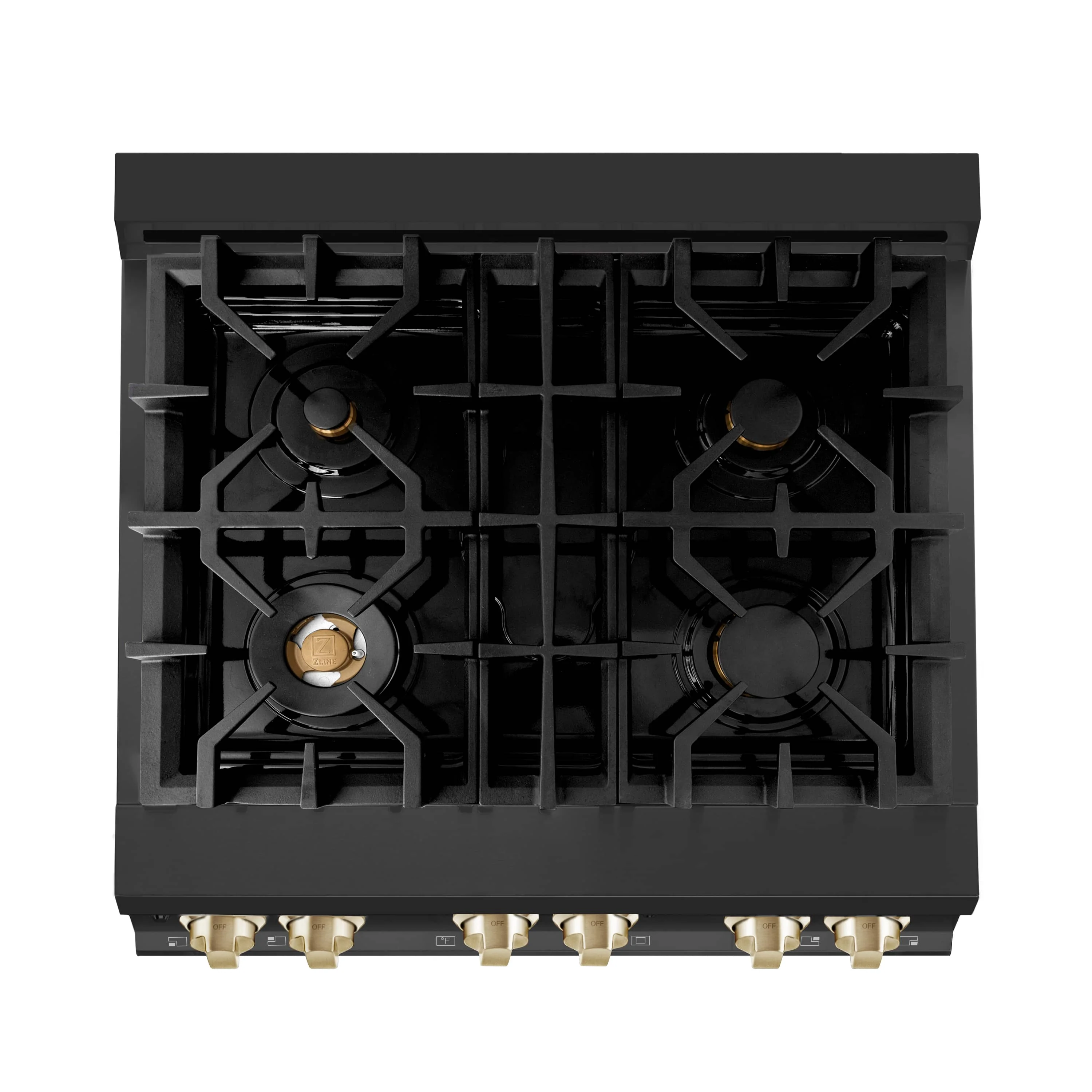 ZLINE 3-Piece Appliance Package - 30-Inch Legacy Dual Fuel Range, 36-Inch French Door Refrigerator with Water Dispenser, Dishwasher, in Black Stainless Steel with Gold Accents - Image 8