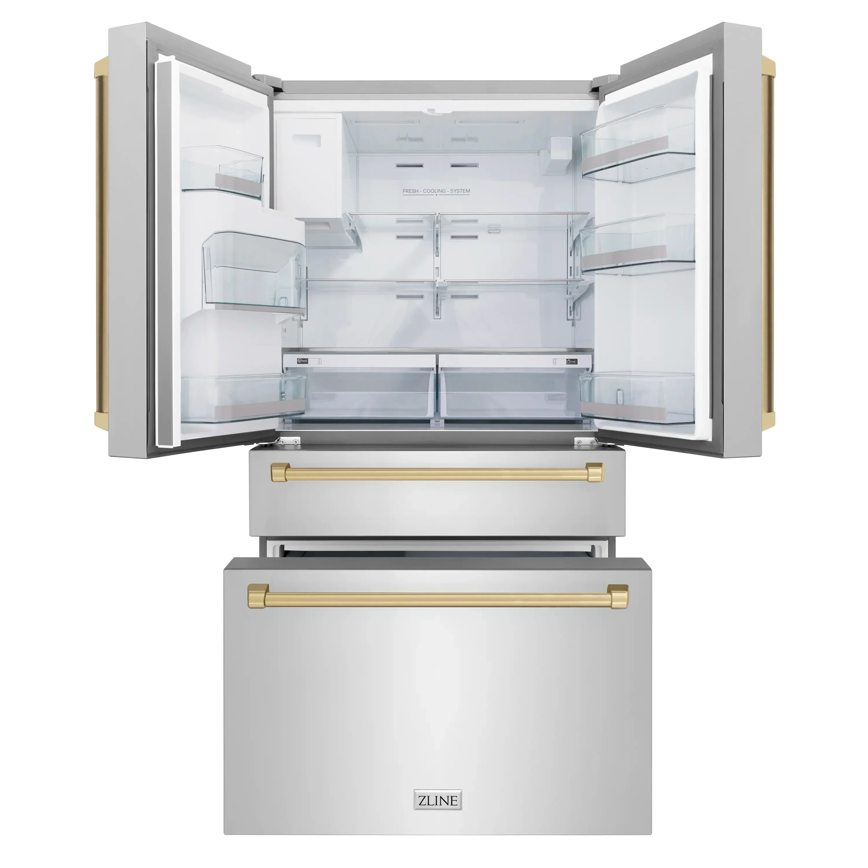 ZLINE 3-Piece Appliance Package - 30-Inch Legacy Autograph Dual Fuel Range, 36-Inch French Door Refrigerator with Water Dispenser, Dishwasher, in Stainless Steel with Champagne Bronze Accents - Image 25