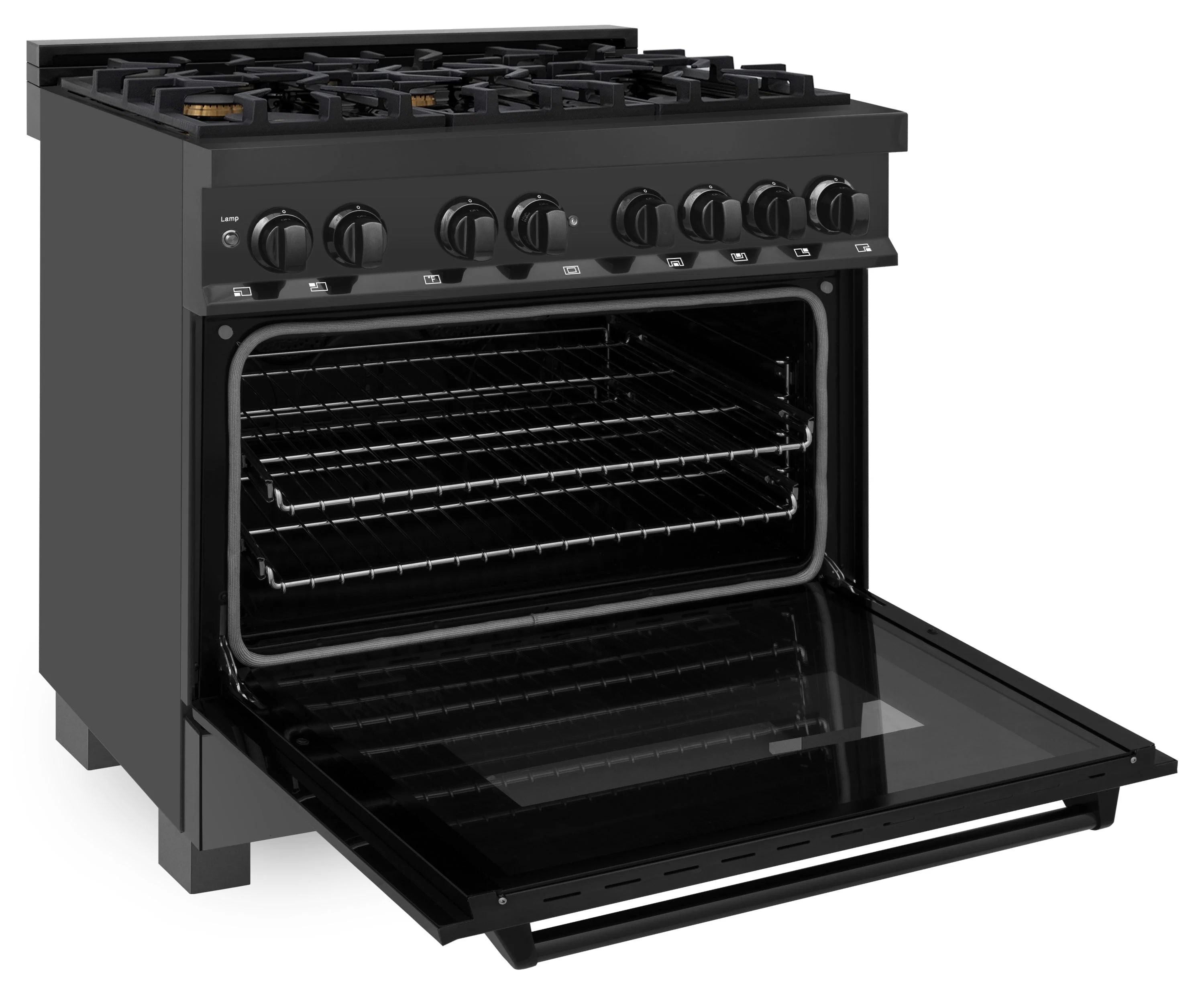 ZLINE 3-Piece Appliance Package - 36-Inch Legacy Dual Fuel Range, 36-Inch French Door Refrigerator, Dishwasher, in Black Stainless Steel - Image 9
