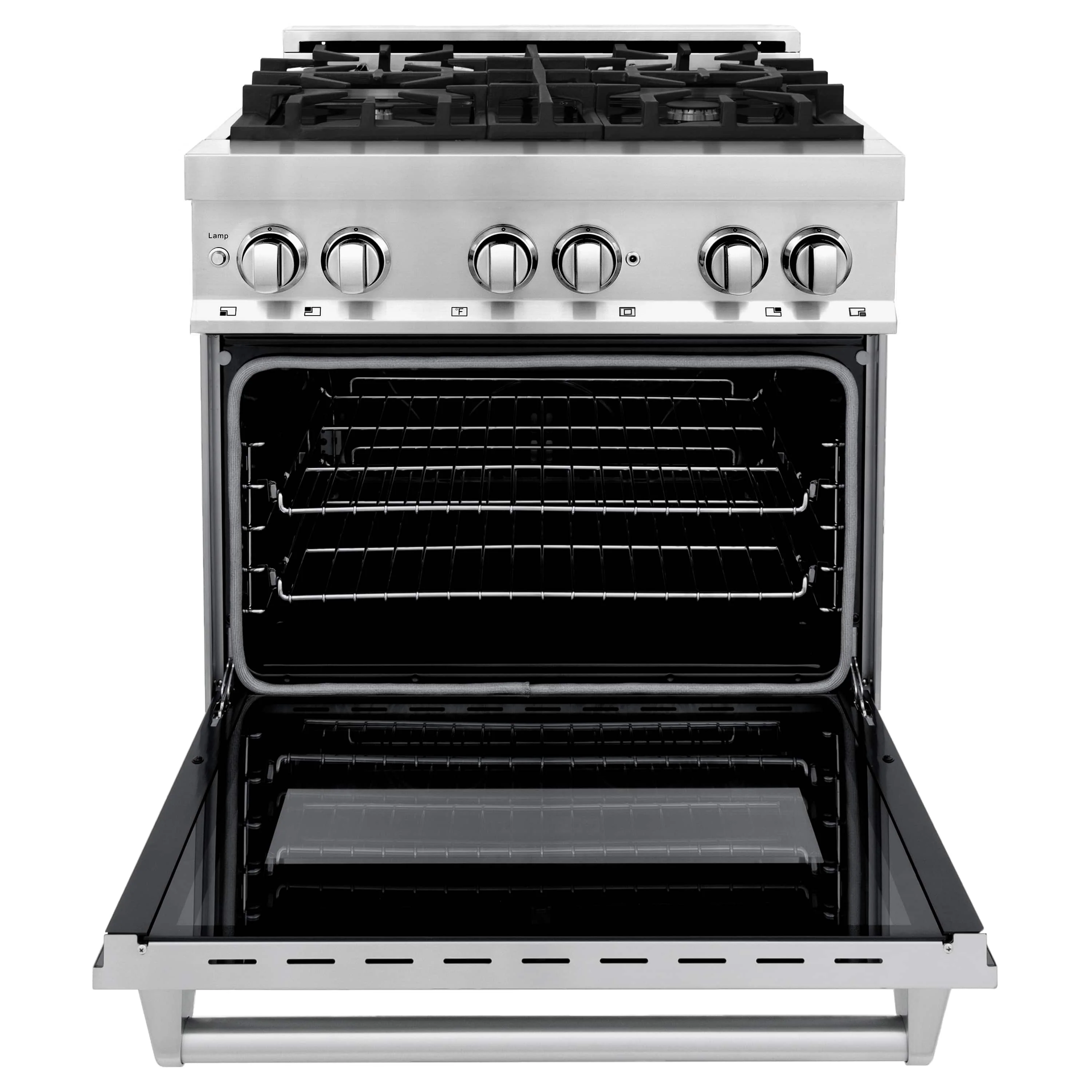 ZLINE 3-Piece Appliance Package - 30-Inch Dual Fuel Range, Refrigerator with Water Dispenser, Convertible Wall Mount Hood, and 3-Rack Dishwasher in Stainless Steel - Image 8
