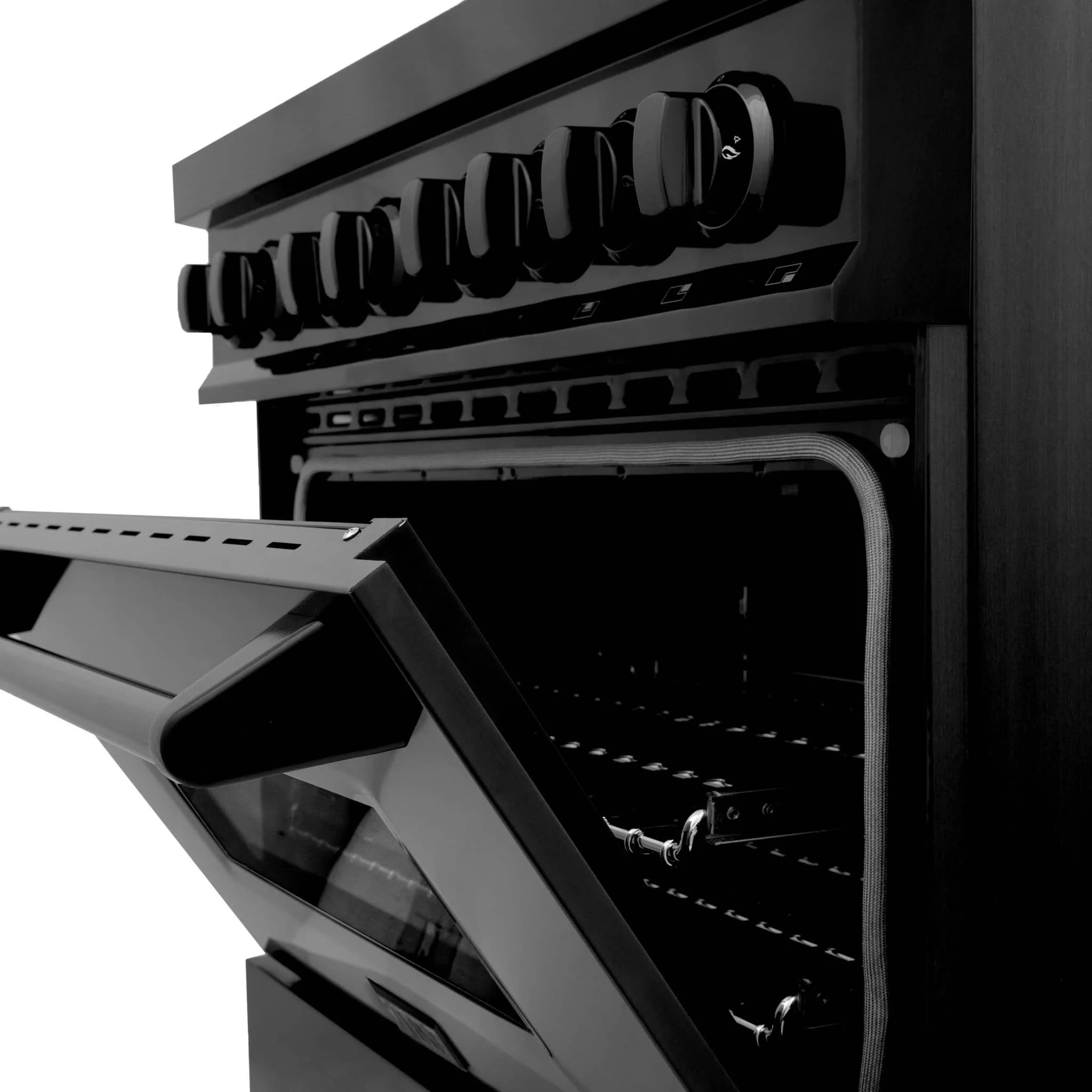 ZLINE 3-Piece Appliance Package - 30-inch Dual Fuel Range with Brass Burners, Microwave Drawer & Convertible Wall Mount Range Hood in Black Stainless Steel (3KP-RABRH30-MW) - Image 8