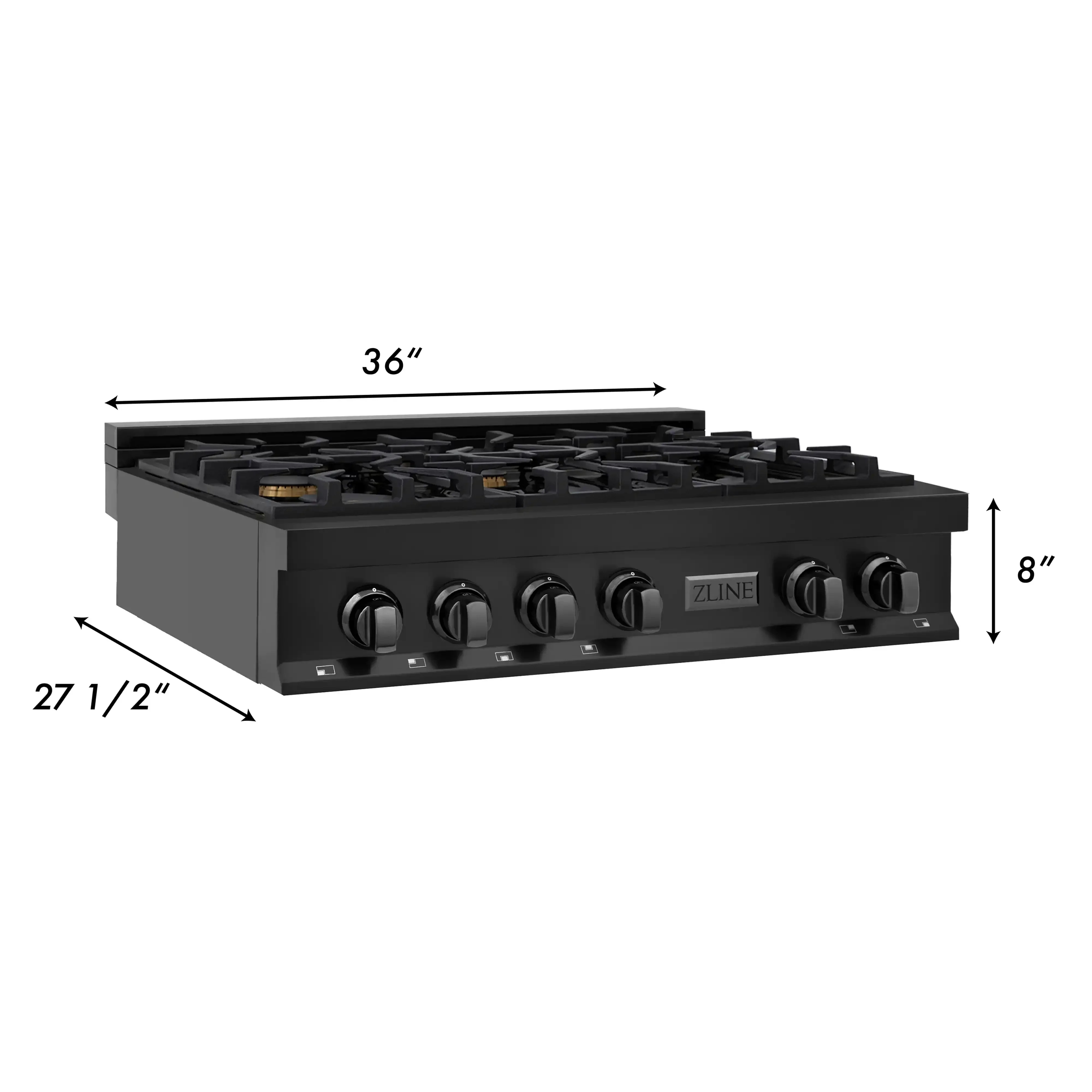 ZLINE 3-Piece Appliance Package - 36 in. Rangetop, Wall Oven, & Wall Mount Range Hood in Black Stainless Steel - Image 11