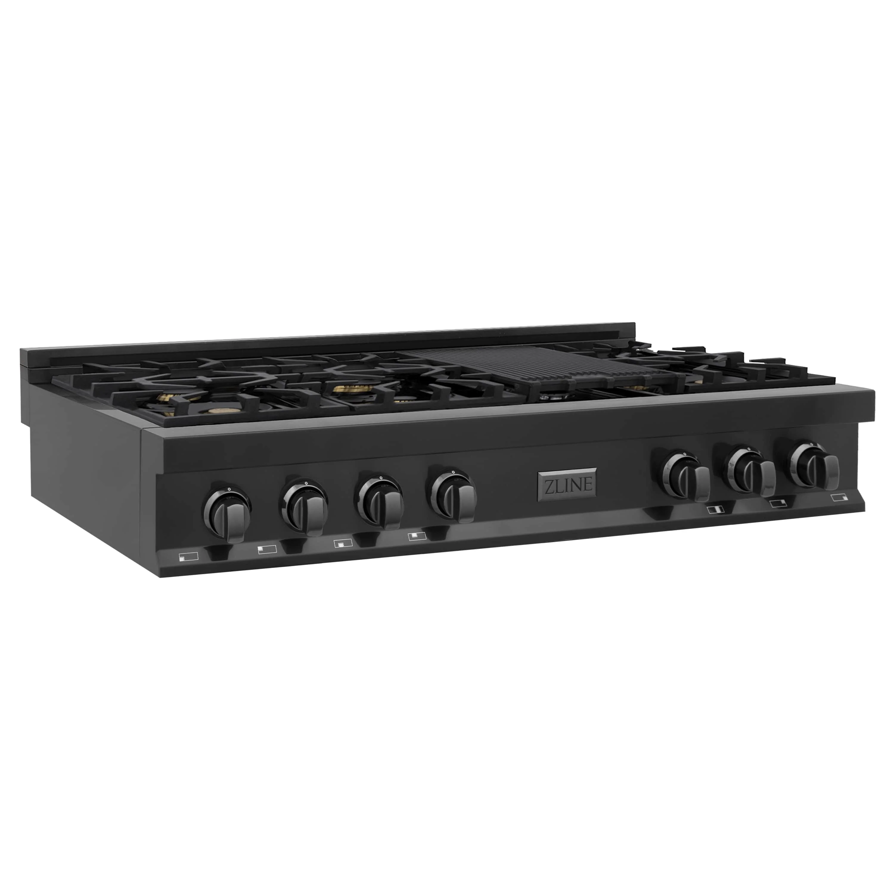 ZLINE 3-Piece Appliance Package - 48 in. Rangetop, 30 in. Wall Oven, & Premium Hood in Black Stainless Steel - Image 5