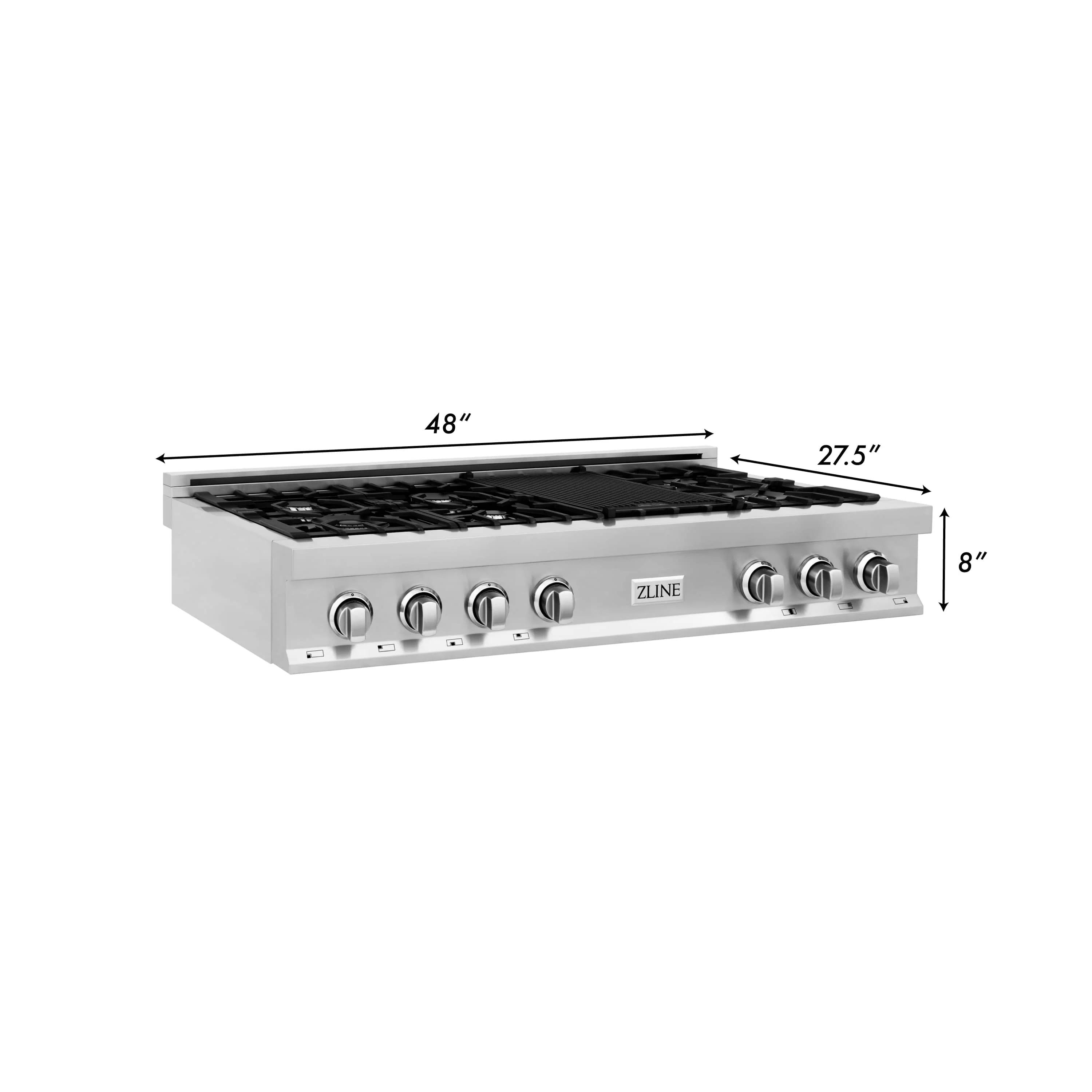 ZLINE 3-Piece Appliance Package - 48 in. Rangetop, 30 in. Wall Oven, & Premium Hood in Stainless Steel - Image 16