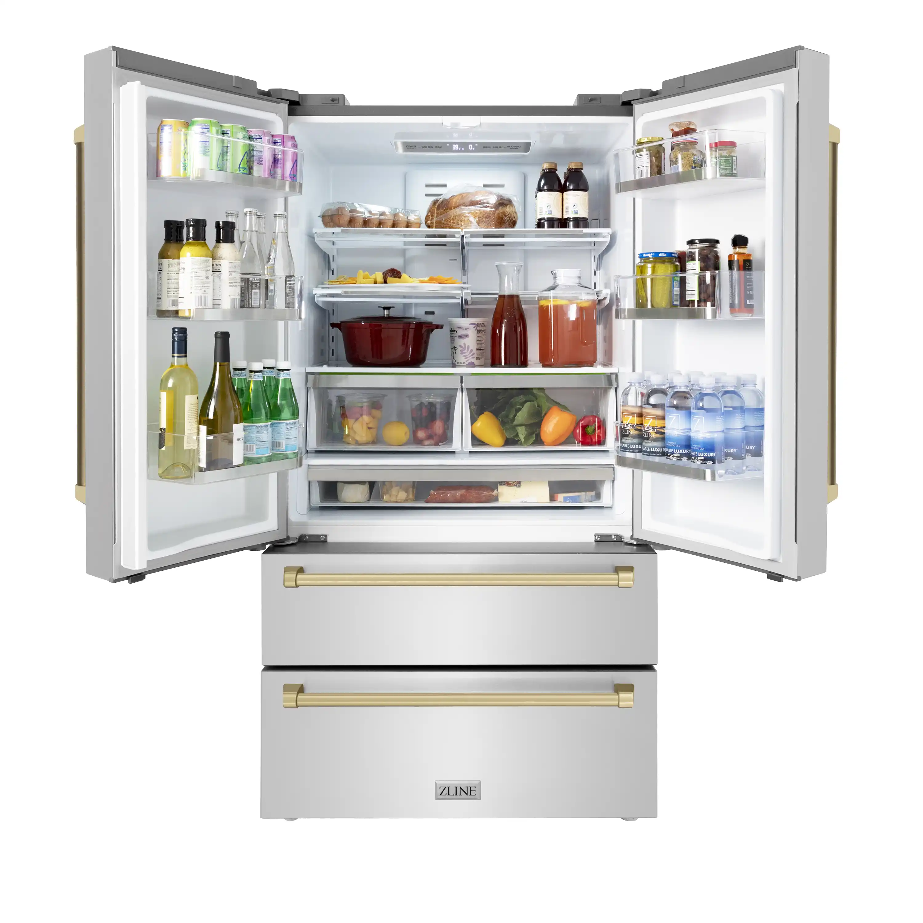 ZLINE 3-Piece Appliance Package - 30-Inch Autograph Edition Induction Range, 36-Inch French Door Refrigerator, and Dishwasher in Stainless Steel with Champagne Bronze Trim - Image 14