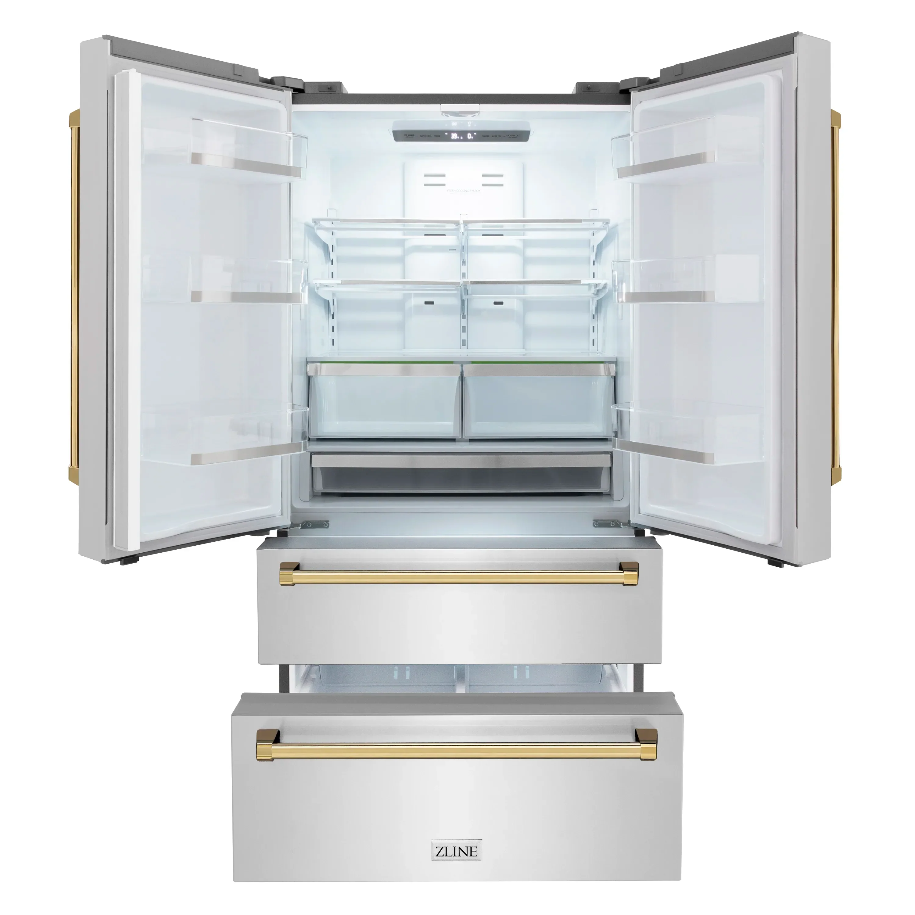 ZLINE 3-Piece Appliance Package - 36-Inch Autograph Edition Induction Range, 36-Inch French Door Refrigerator, and Dishwasher in Stainless Steel with Gold Trim - Image 16