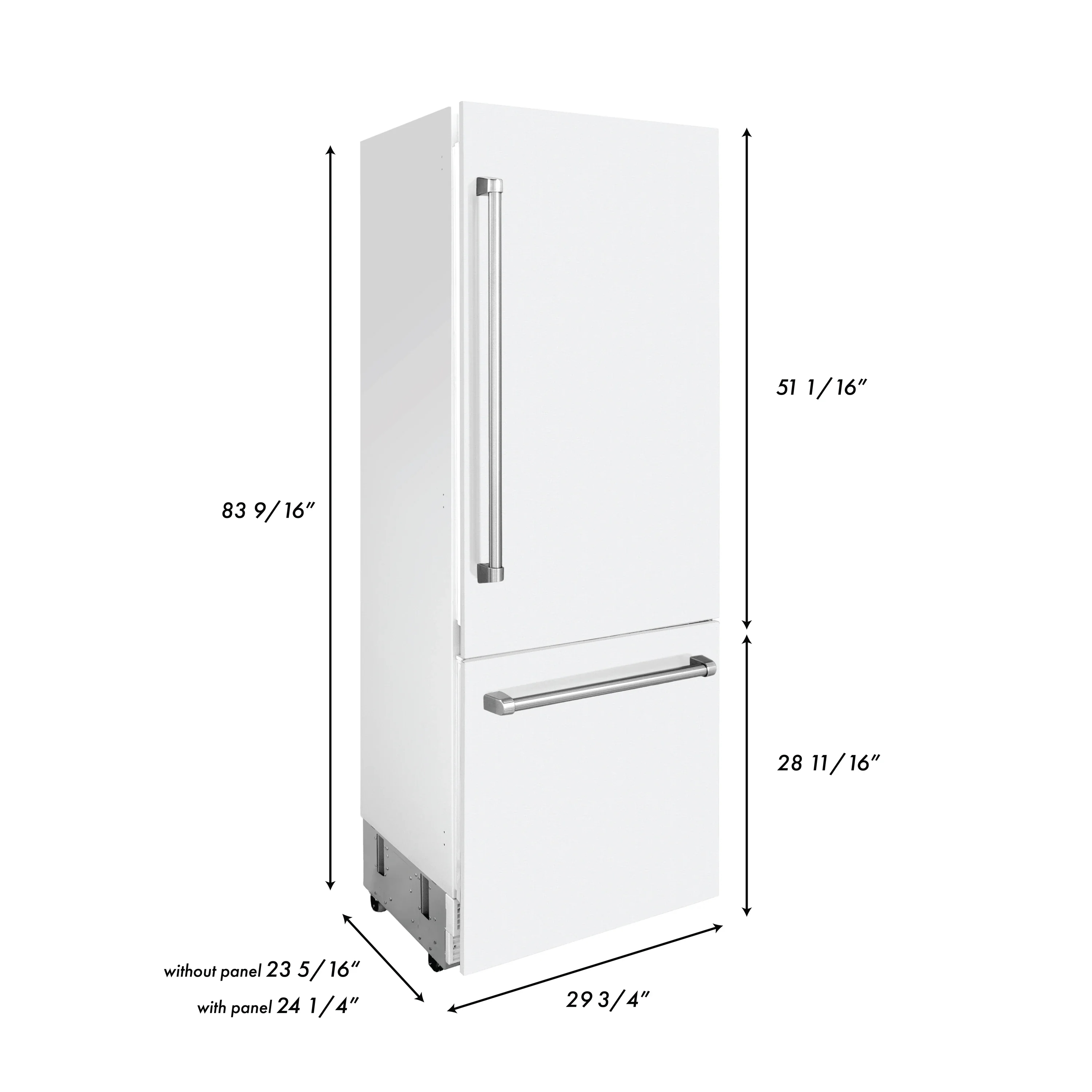 ZLINE 30-Inch 16.1 cu. ft. Built-In 2-Door Bottom Freezer Refrigerator with Internal Water and Ice Dispenser in White Matte (RBIV-WM-30) - Image 16