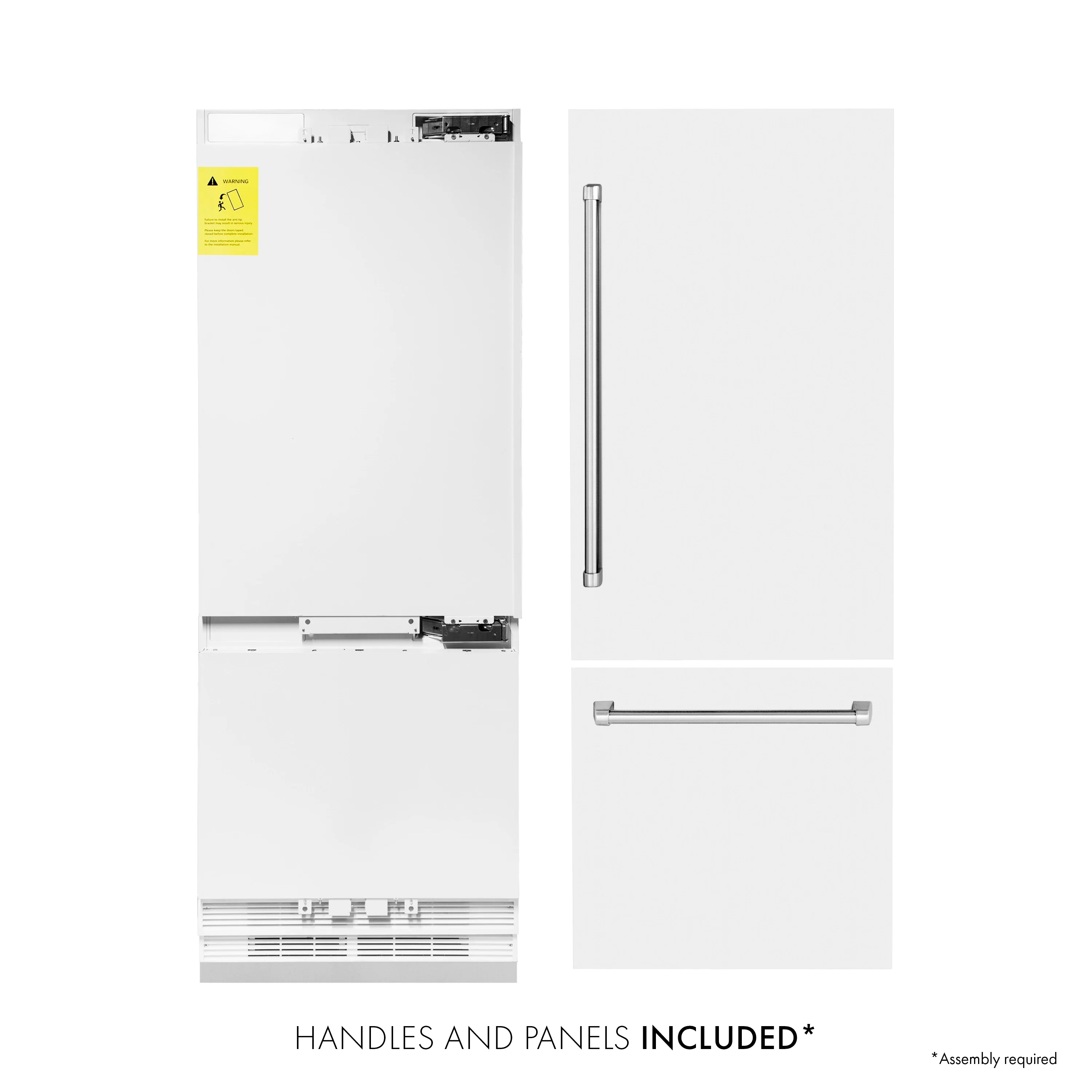 ZLINE 30-Inch 16.1 cu. ft. Built-In 2-Door Bottom Freezer Refrigerator with Internal Water and Ice Dispenser in White Matte (RBIV-WM-30) - Image 3