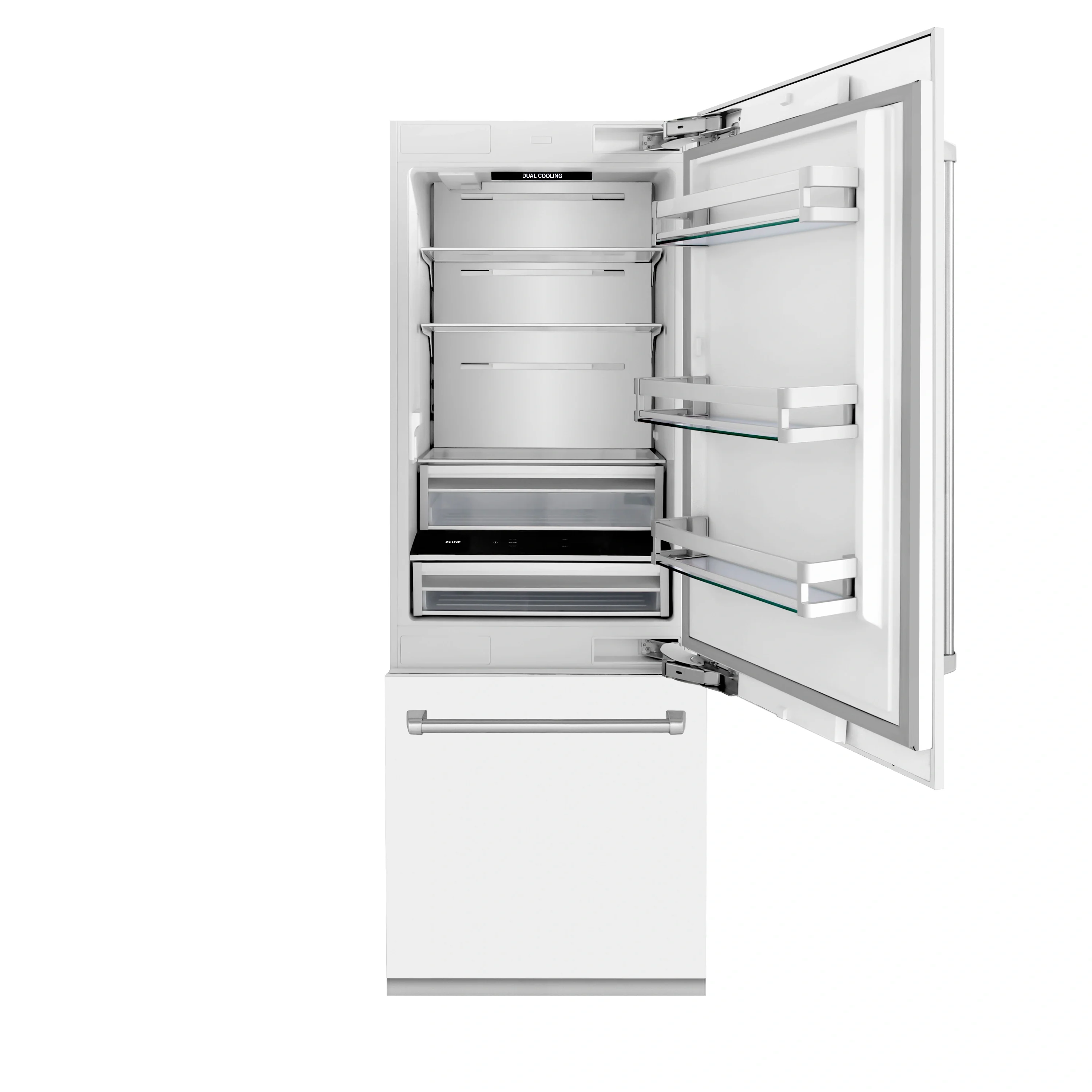 ZLINE 30-Inch 16.1 cu. ft. Built-In 2-Door Bottom Freezer Refrigerator with Internal Water and Ice Dispenser in White Matte (RBIV-WM-30) - Image 6