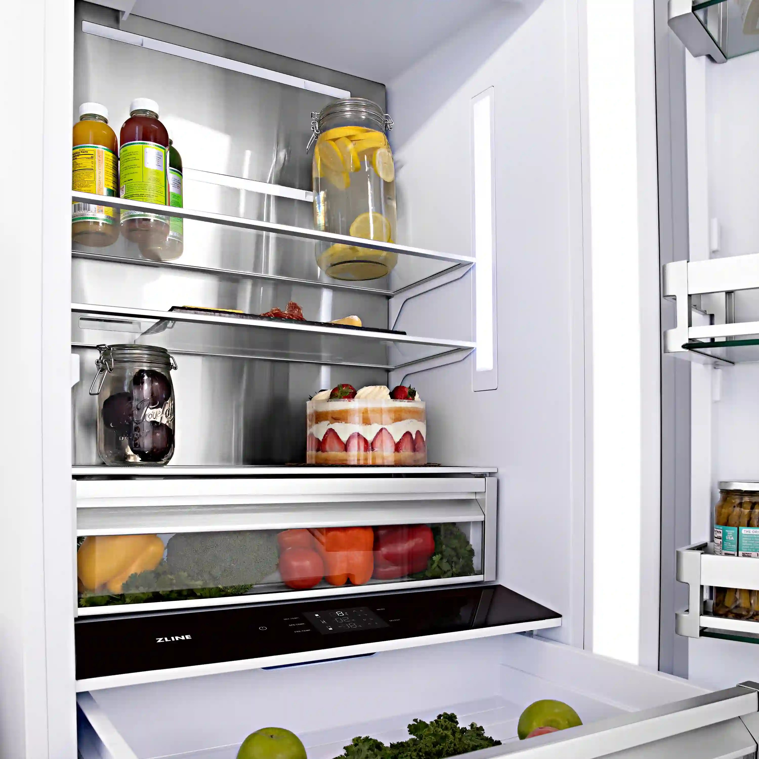 ZLINE 30-Inch 16.1 cu. ft. Built-In 2-Door Bottom Freezer Refrigerator with Internal Water and Ice Dispenser in White Matte (RBIV-WM-30) - Image 9
