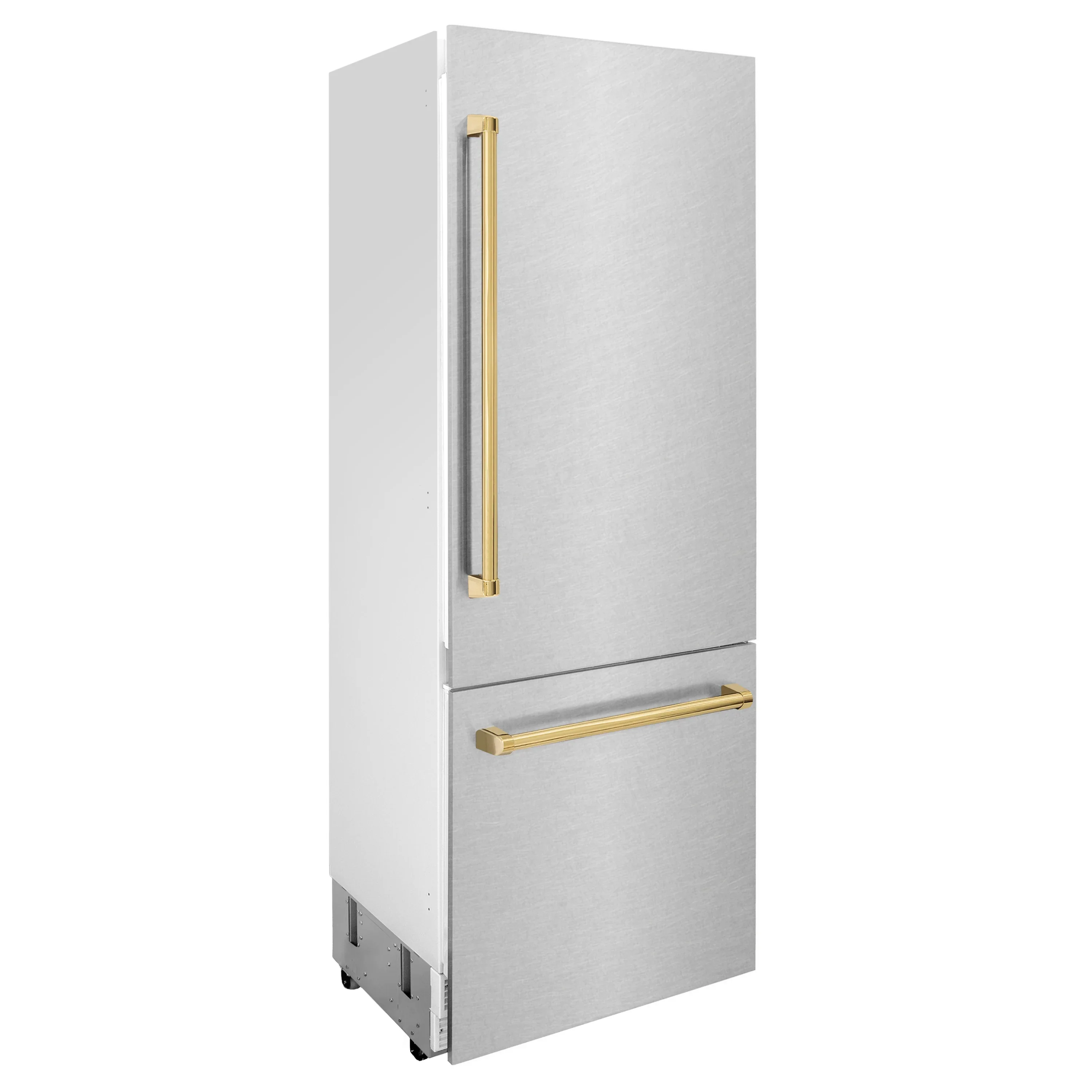 ZLINE 30-Inch Autograph Edition 16.1 cu. ft. Built-in 2-Door Bottom Freezer Refrigerator with Internal Water and Ice Dispenser in Fingerprint Resistant Stainless Steel with Gold Accents (RBIVZ-SN-30-G) - Image 3