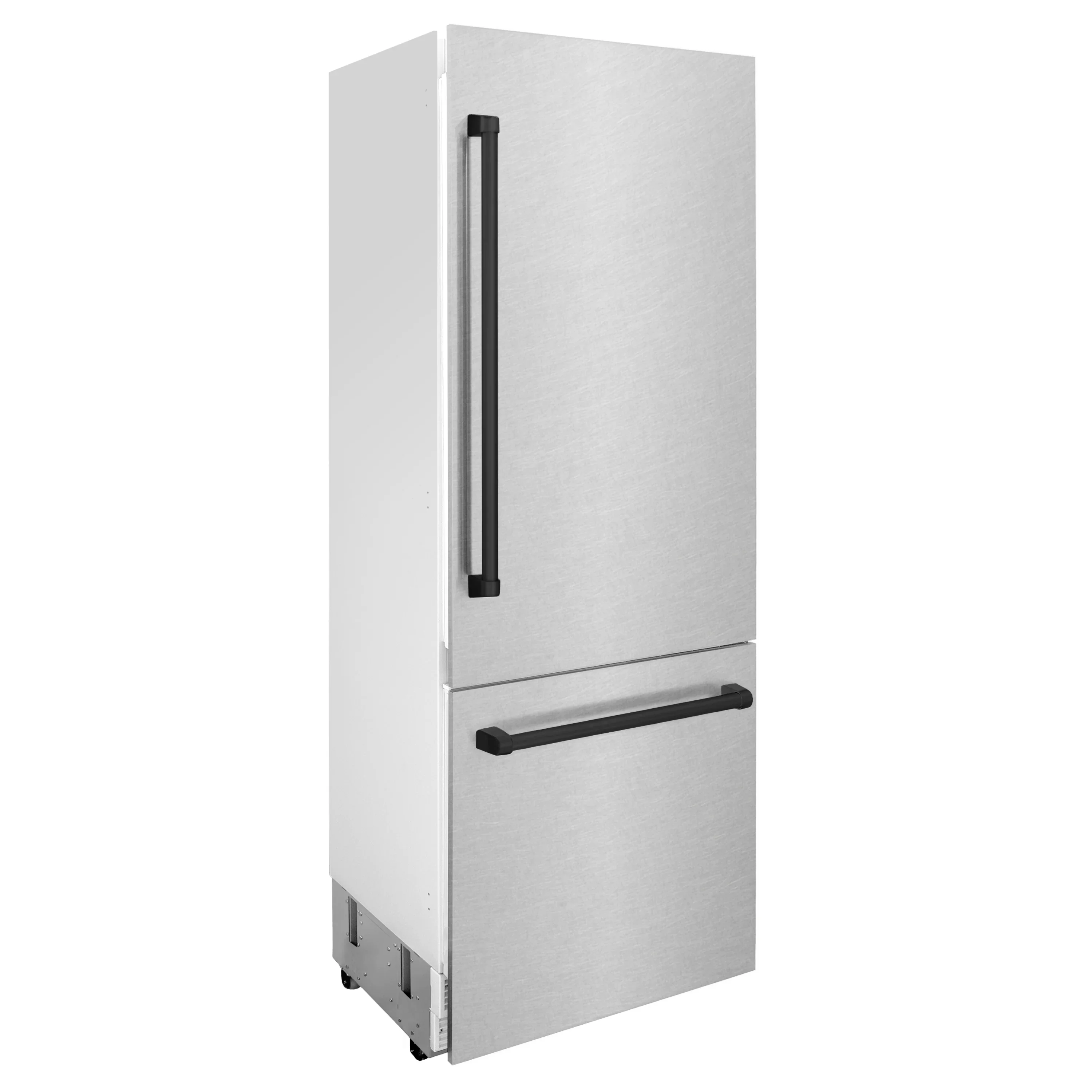 ZLINE 30-Inch Autograph Edition 16.1 cu. ft. Built-in 2-Door Bottom Freezer Refrigerator with Internal Water and Ice Dispenser in Fingerprint Resistant Stainless Steel with Matte Black Accents (RBIVZ-SN-30-MB) - Image 3