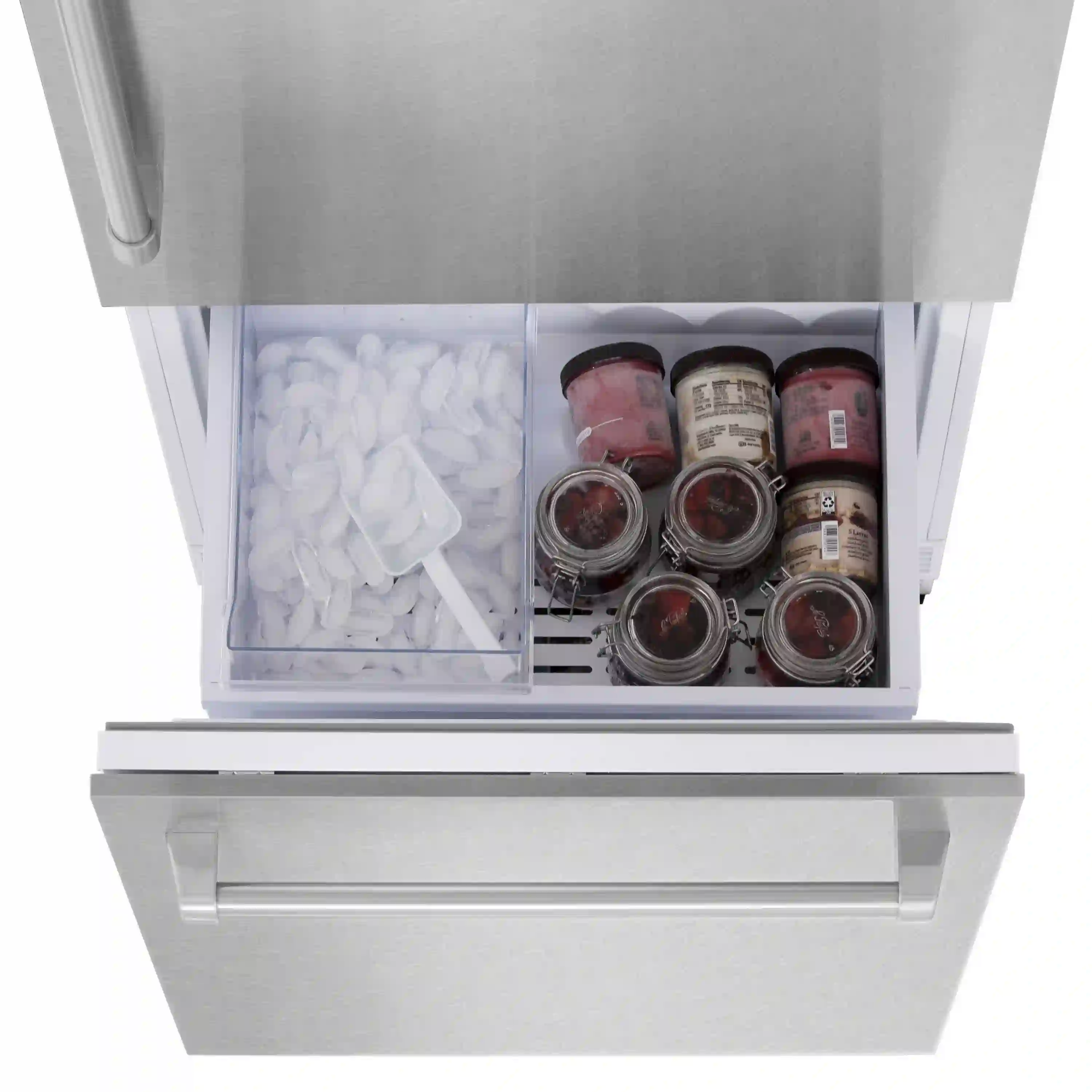ZLINE 30-Inch 16.1 cu. ft. Built-In 2-Door Bottom Freezer Refrigerator with Internal Water and Ice Dispenser in Satin Stainless Steel Fingerprint Resistant Stainless Steel (RBIV-SN-30) - Image 10