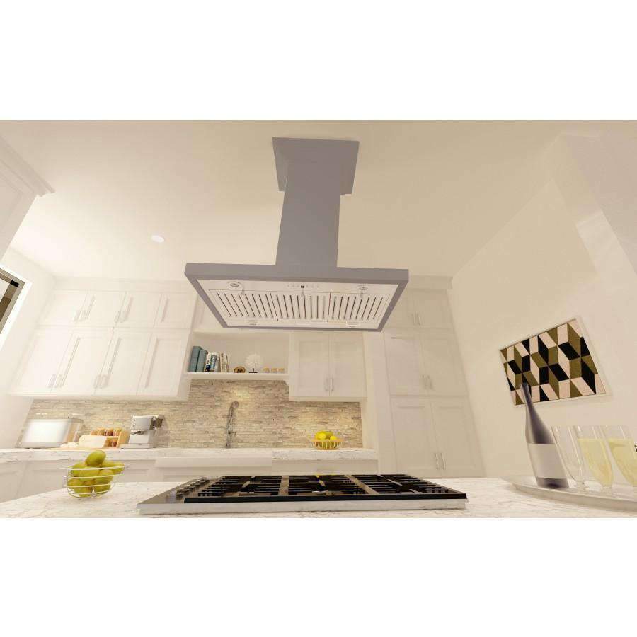 ZLINE 30-Inch Wooden Island Range Hood with Crown Molding (KBiUU-30) - Image 2