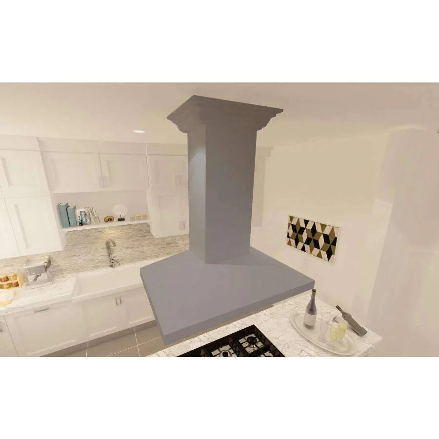 ZLINE 30-Inch Wooden Island Range Hood with Crown Molding (KBiUU-30) - Image 4