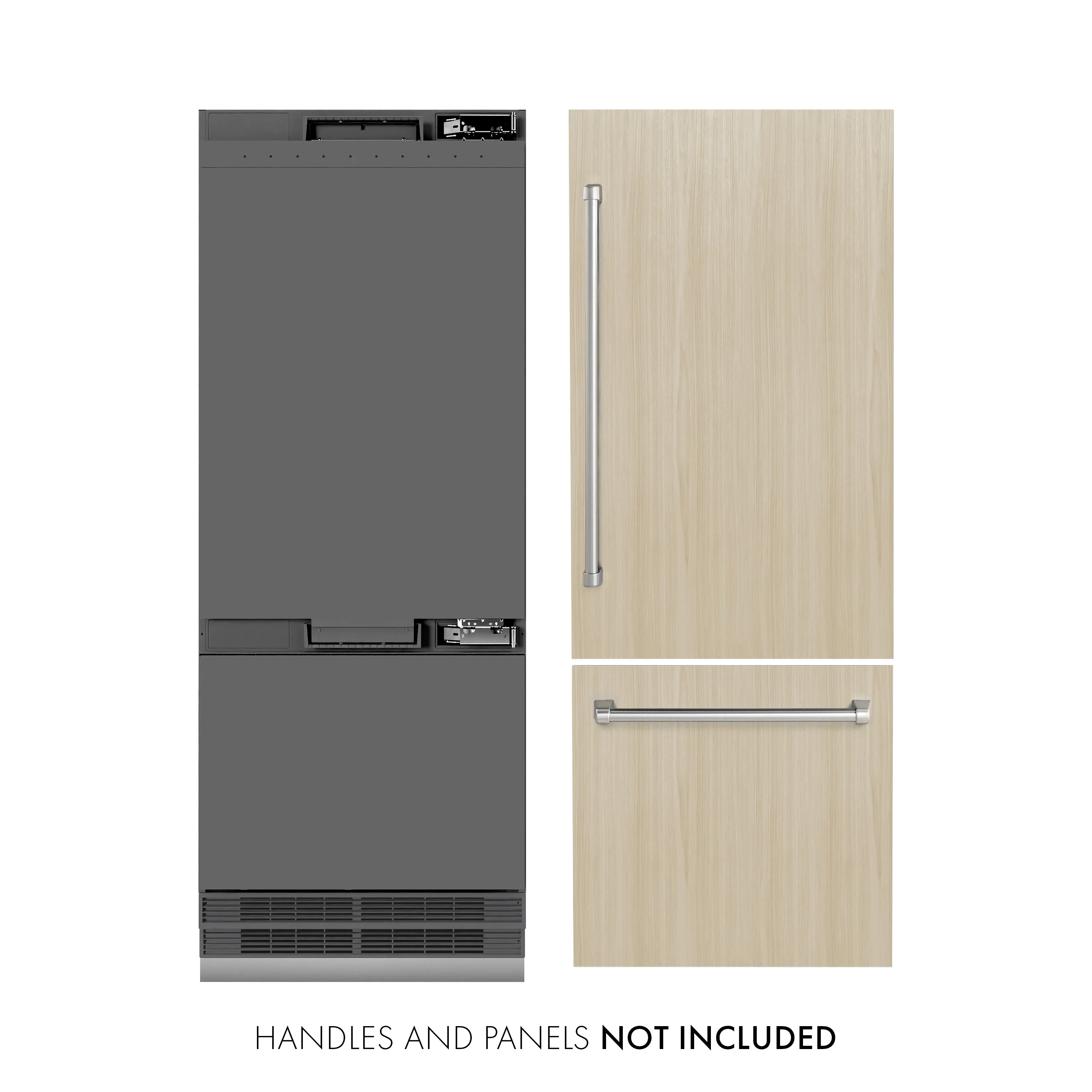 ZLINE 30-Inch 16.1 Cu. Ft. Built-In Bottom Freezer Refrigerator with Water Dispenser and Ice Maker with Graphite Gray Interior in Panel Ready (GRBIV-30) - Image 2