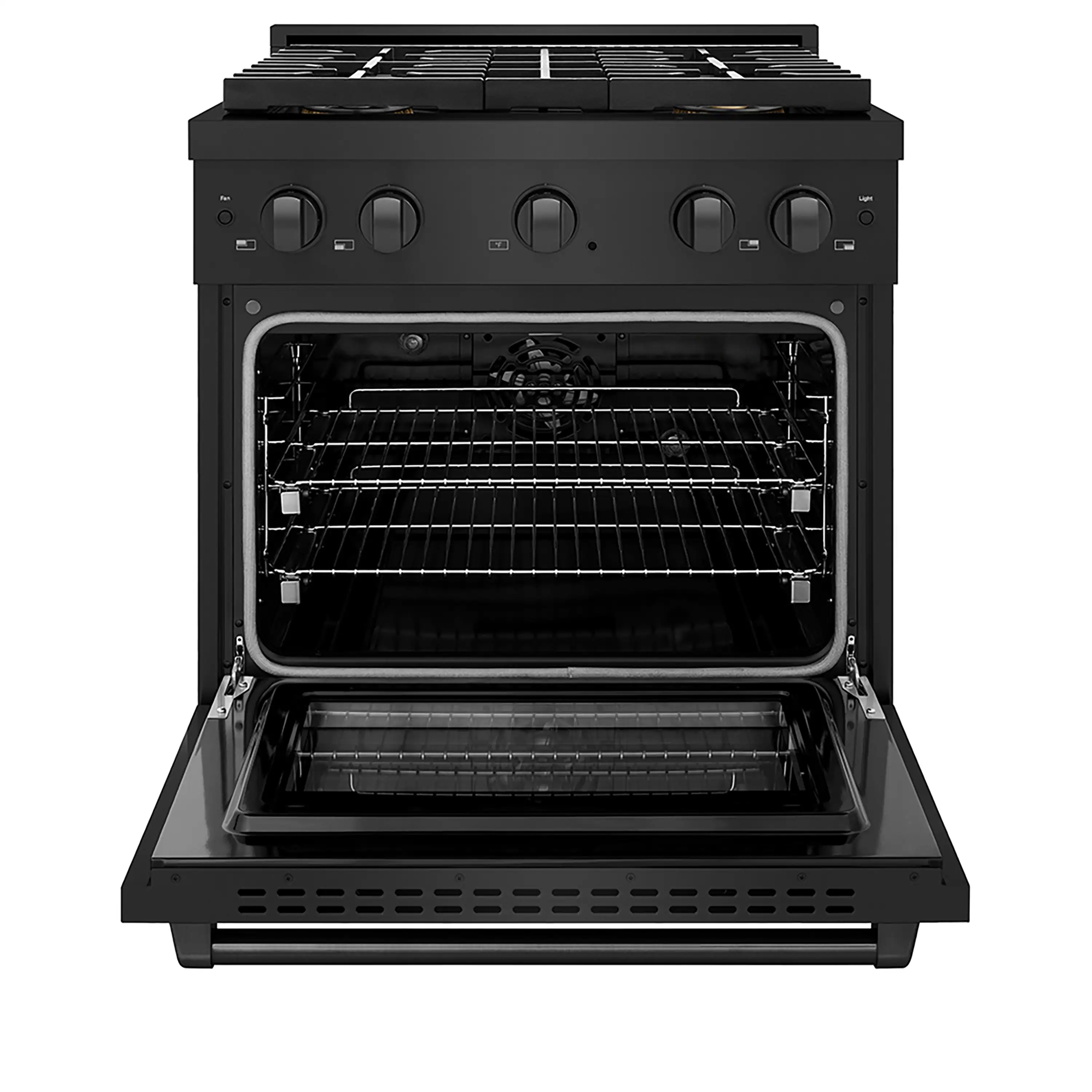 ZLINE 30-Inch 4.2 cu. ft. Paramount Dual Fuel Range with 4 Burner DuoPro™ Cooktop and Electric Convection Oven in Black Stainless Steel (PSDRB-30) - Image 2