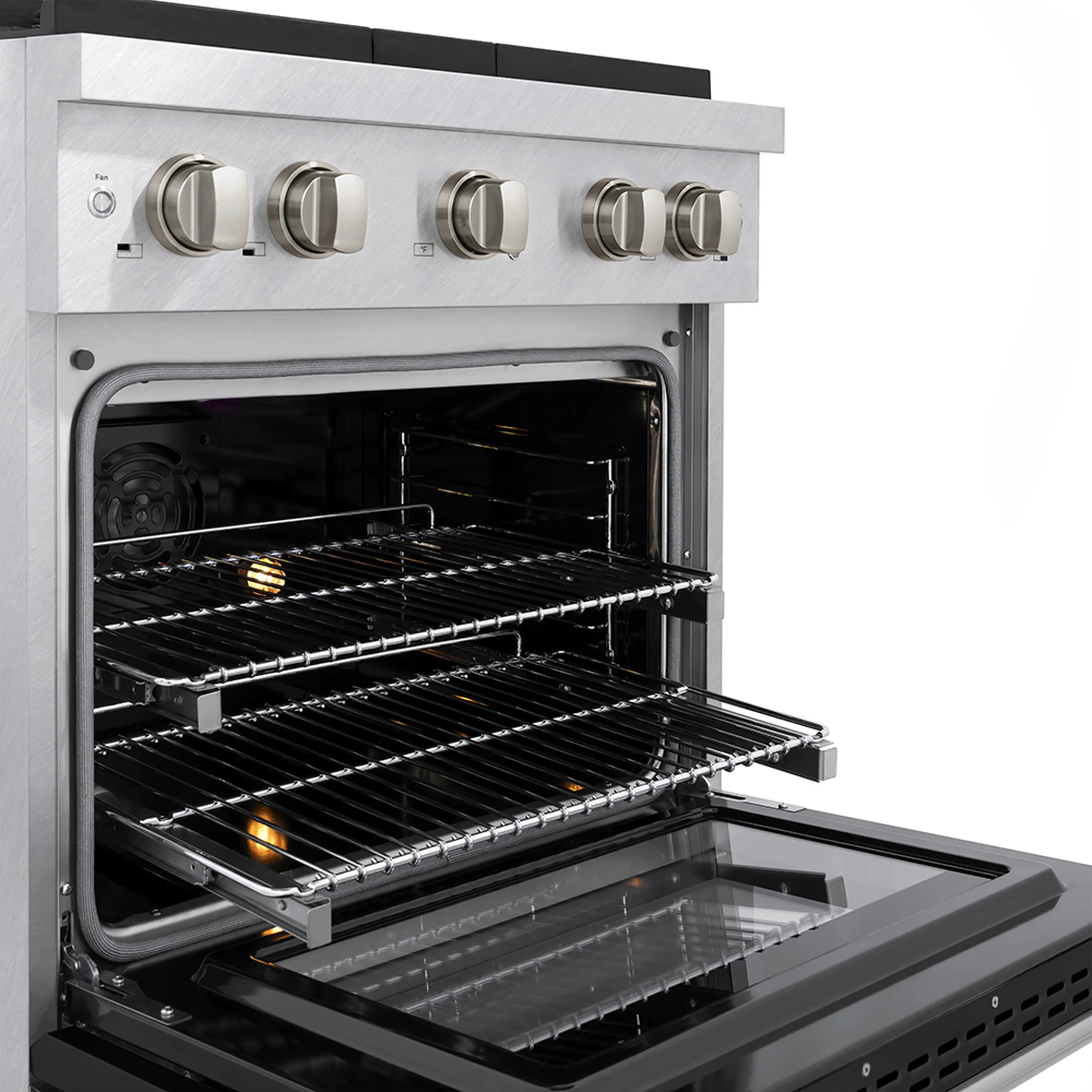 ZLINE 30-Inch 4.2 cu. ft. Paramount Dual Fuel Range with 4 Burner DuoPro™ Cooktop and Electric Convection Oven in Satin Stainless Steel with Black Matte Door (PSDRS-BLM-30) - Image 3