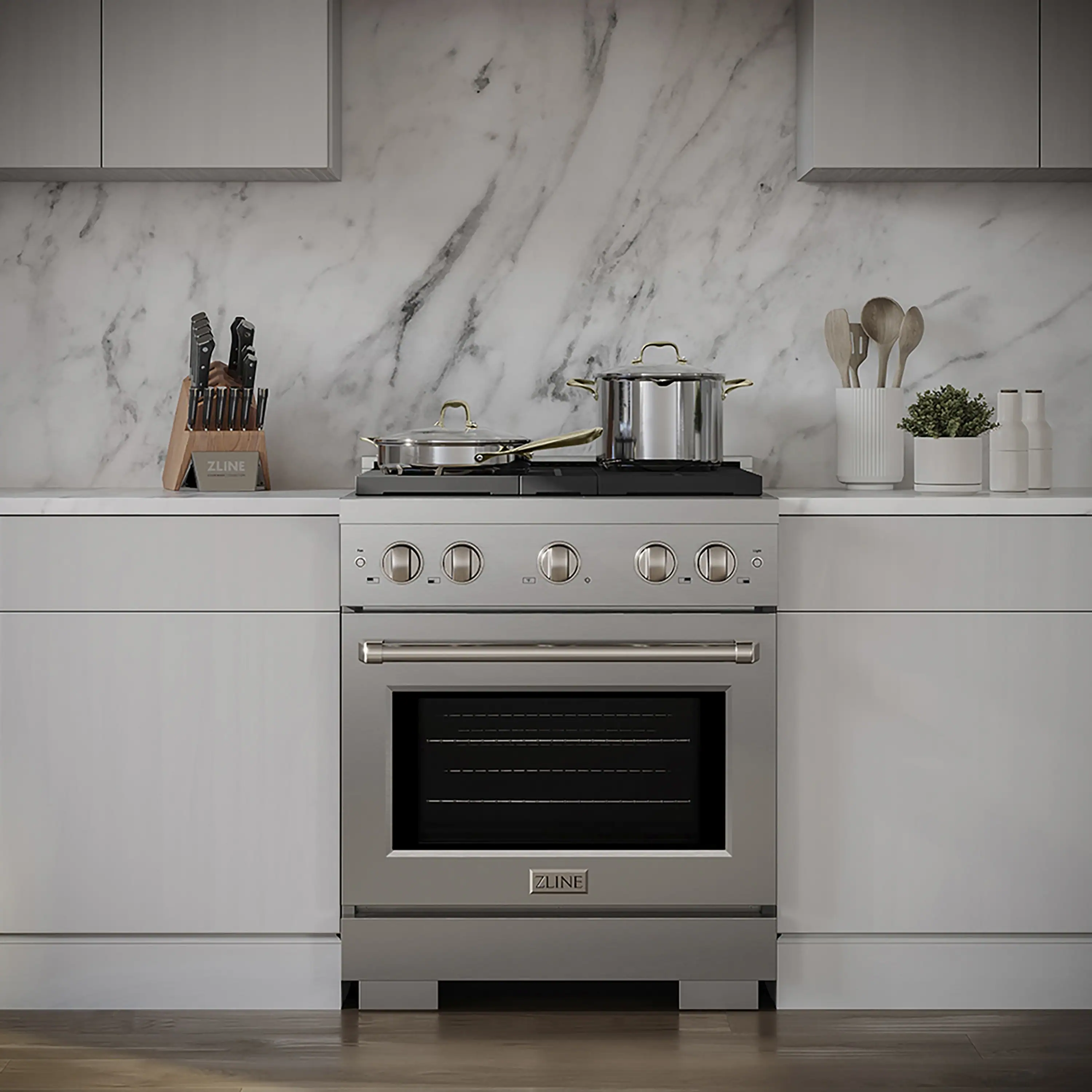 ZLINE 30-Inch 4.2 cu. ft. Paramount Dual Fuel Range with 4 Burner DuoPro™ Cooktop and Electric Convection Oven in Stainless Steel (PSDR30) - Image 2