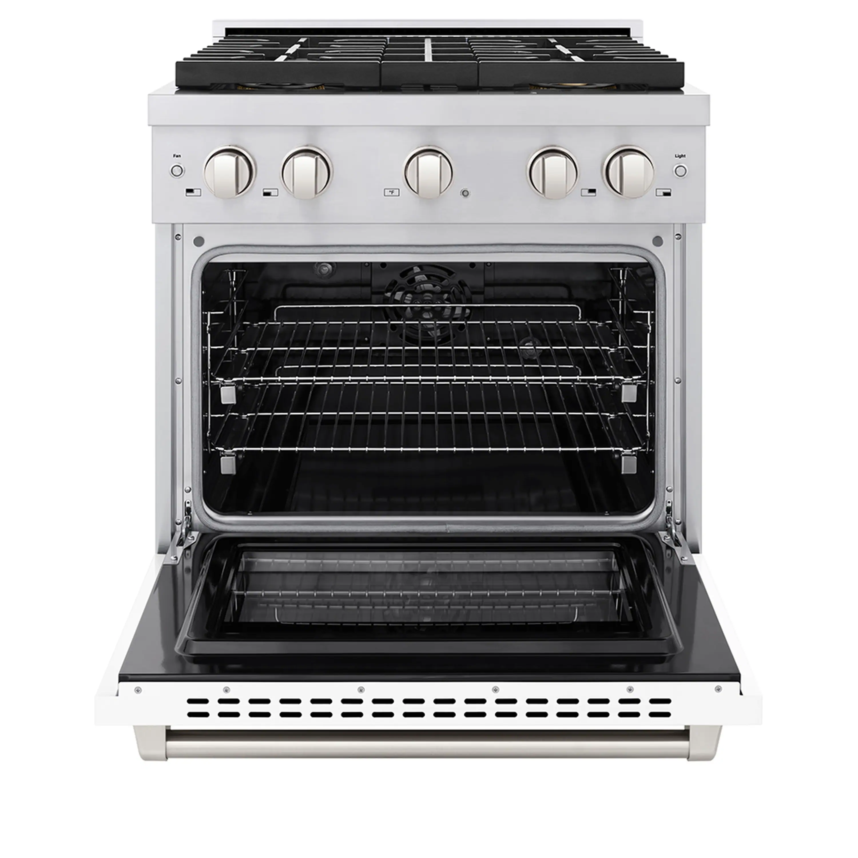 ZLINE 30-Inch 4.2 cu. ft. Paramount Dual Fuel Range with 4 Burner DuoPro™ Cooktop and Electric Convection Oven with White Matte Door (PSDR-WM-30) - Image 4
