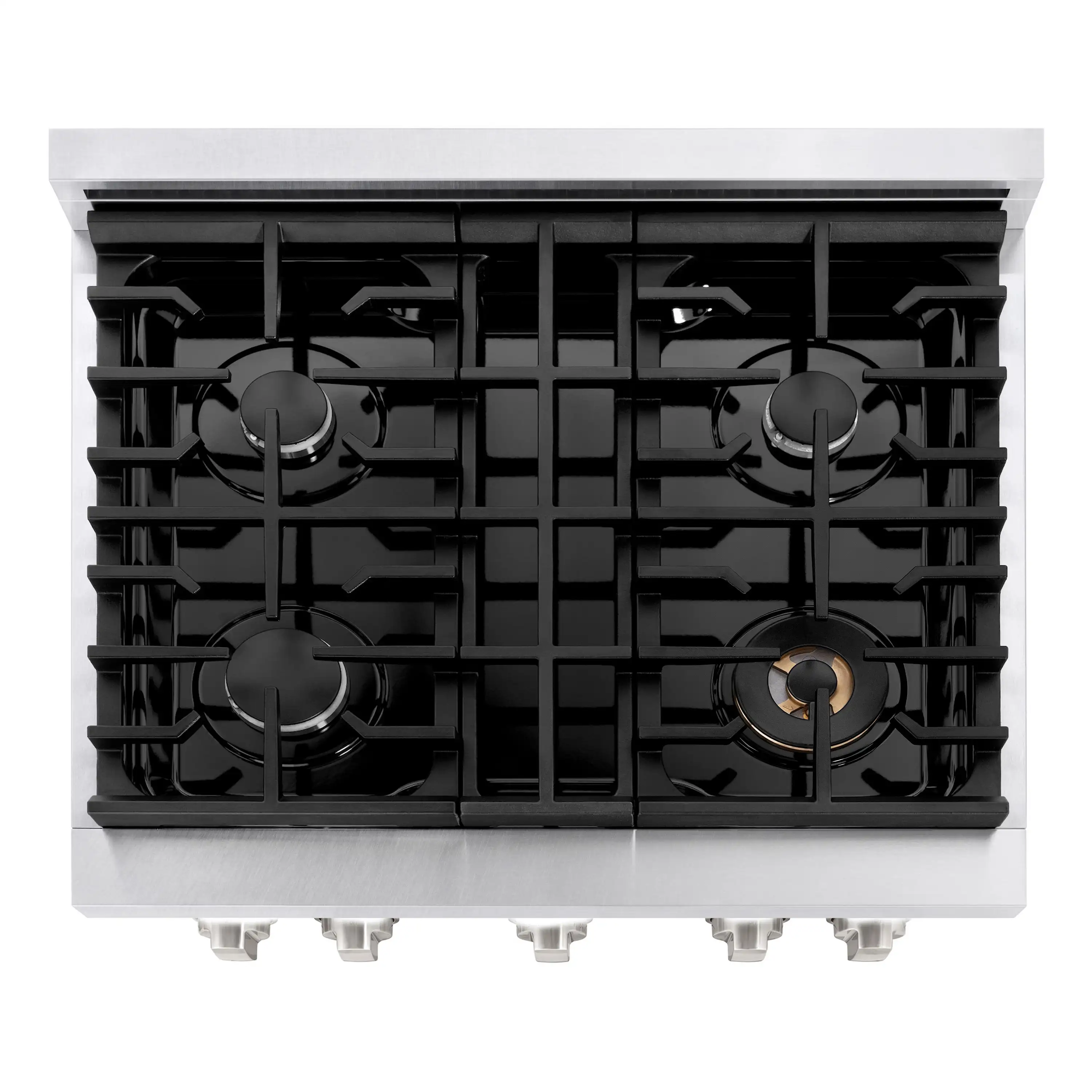 ZLINE 30-Inch 4.2 cu. ft. Paramount Dual Fuel Range with 4 Burner Gas Cooktop and Electric Convection Oven in Satin Stainless Steel with Black Matte Door (SDRS-BLM-30) - Image 5